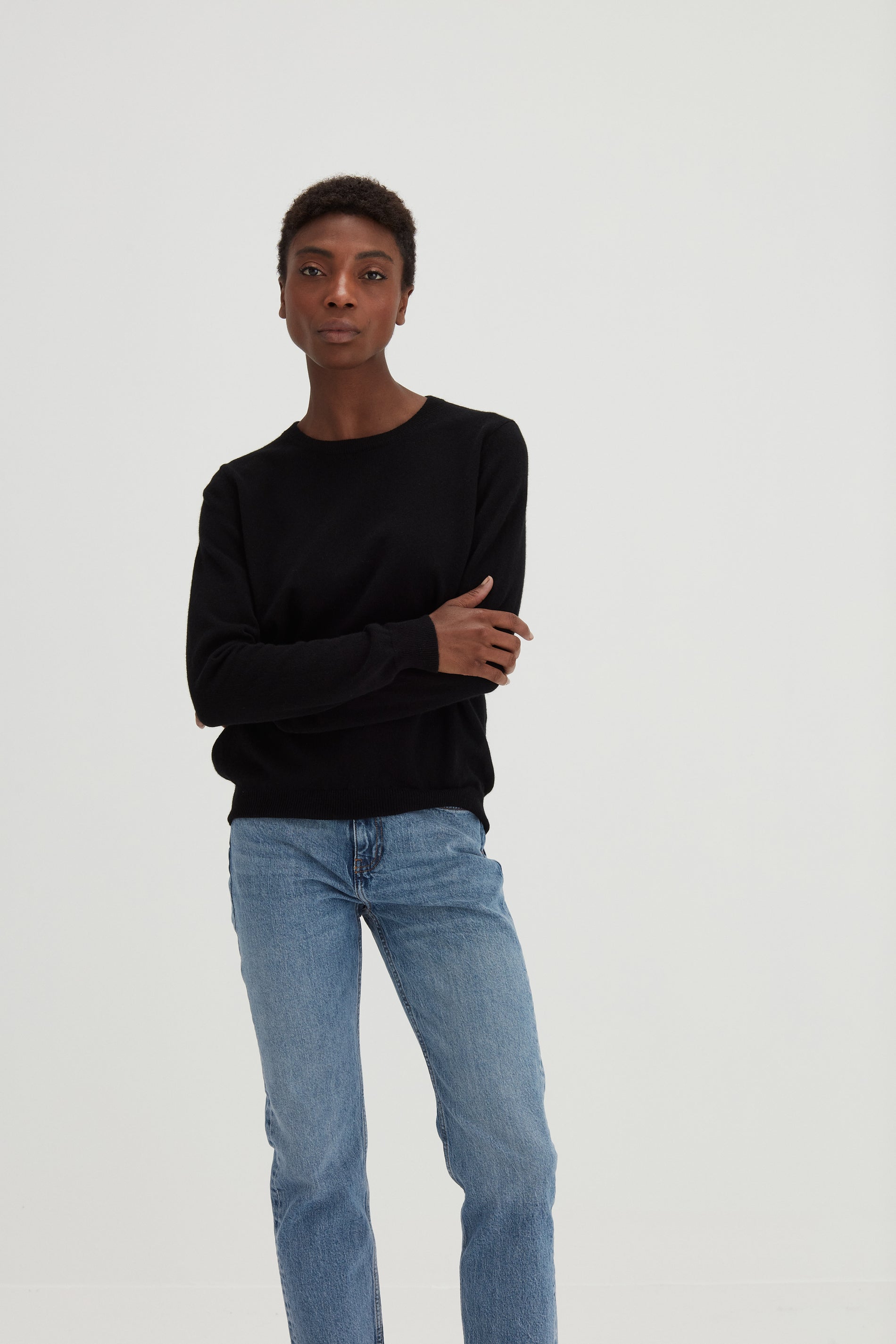 Davida Old Basic O-neck Sweater Sweaters Black