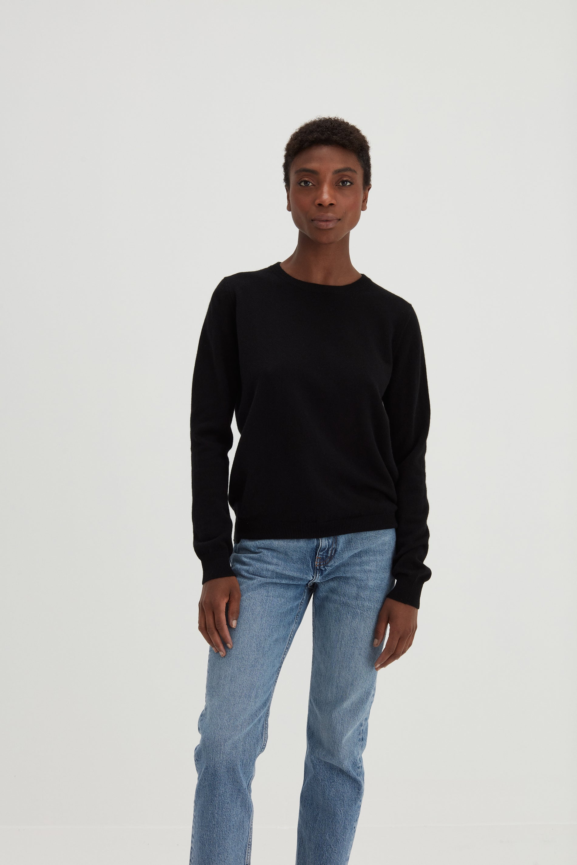 Davida Old Basic O-neck Sweater Sweaters Black