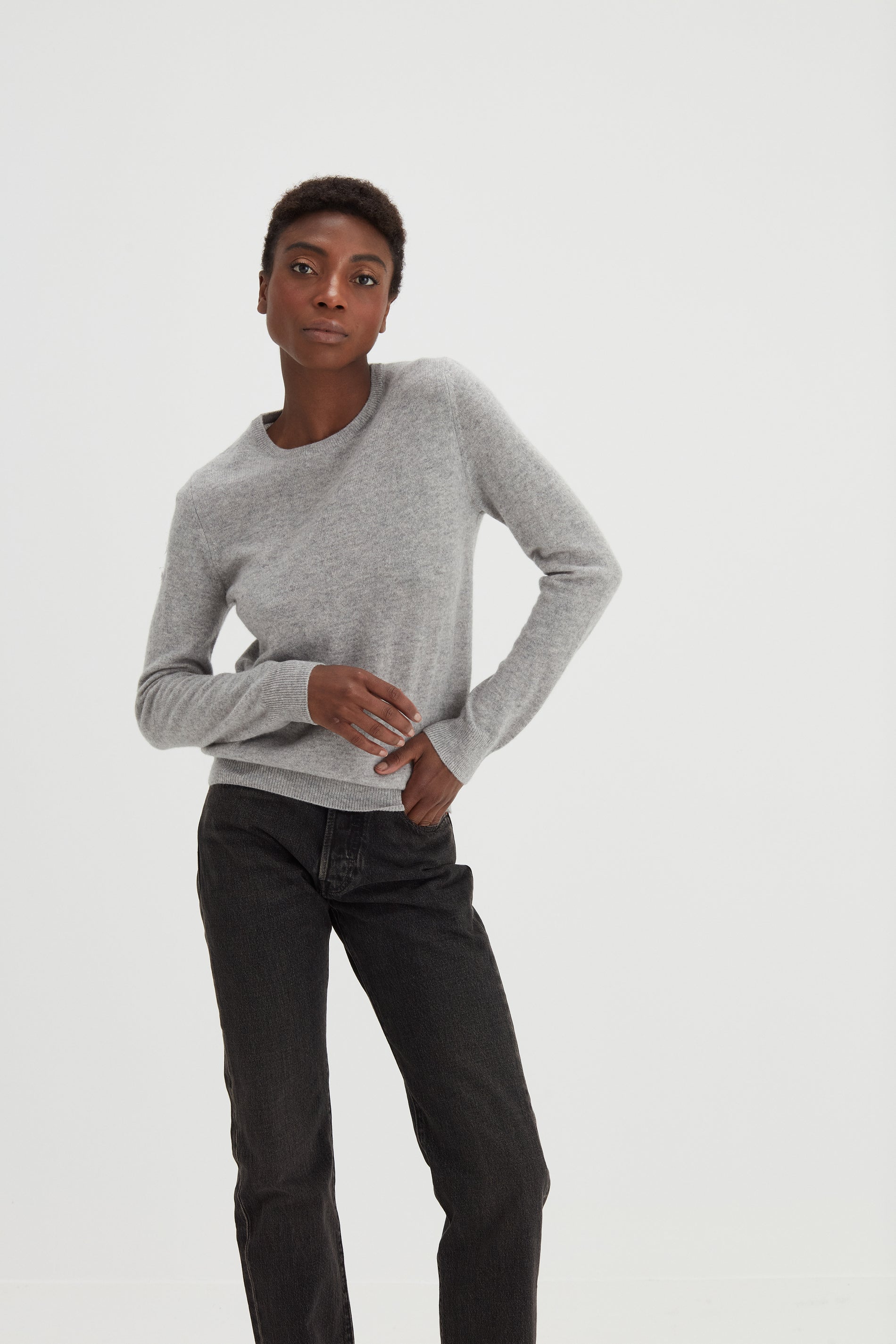 Davida Old Basic O-neck Sweater Sweaters Light Grey