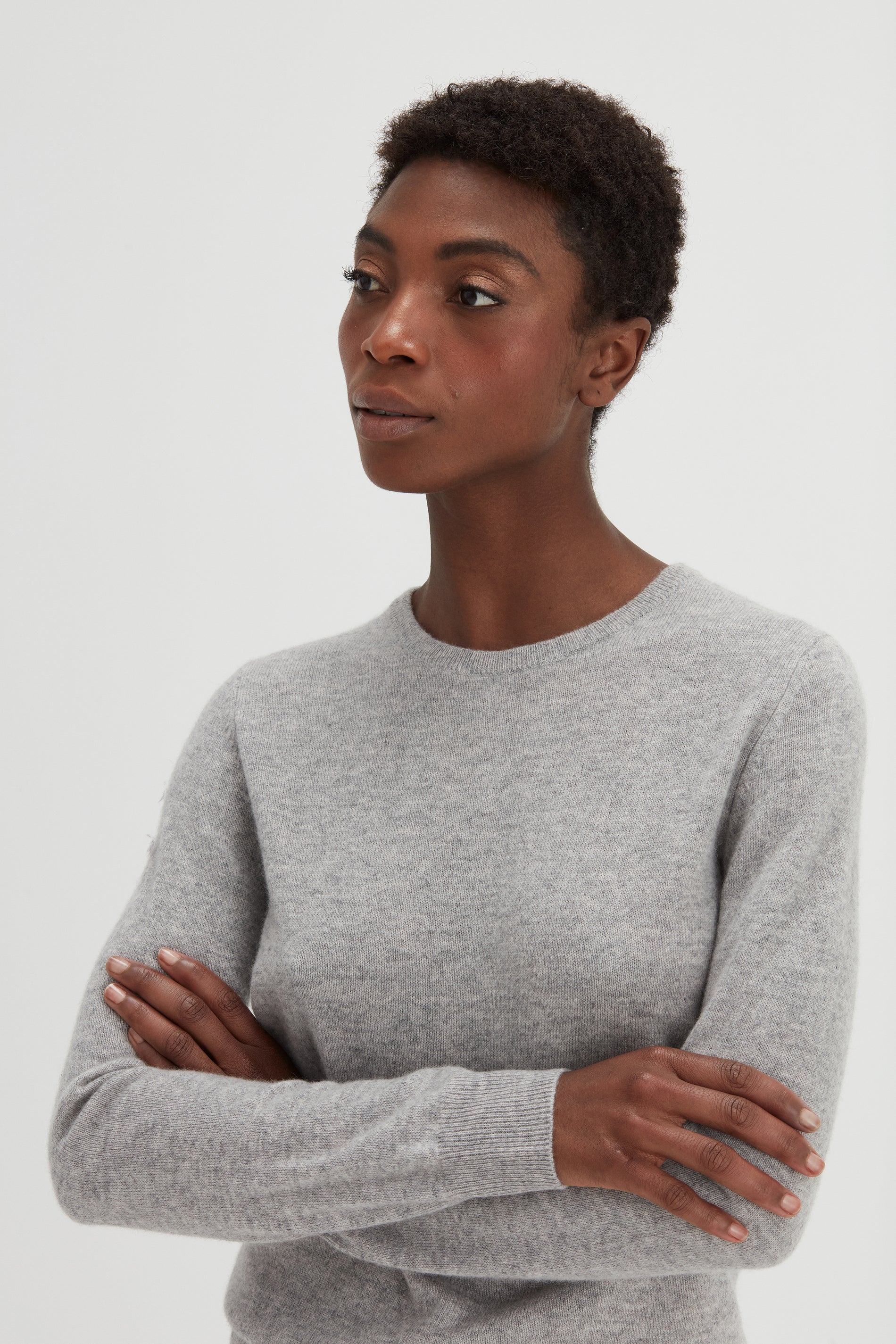 Davida Old Basic O-neck Sweater Sweaters Light Grey