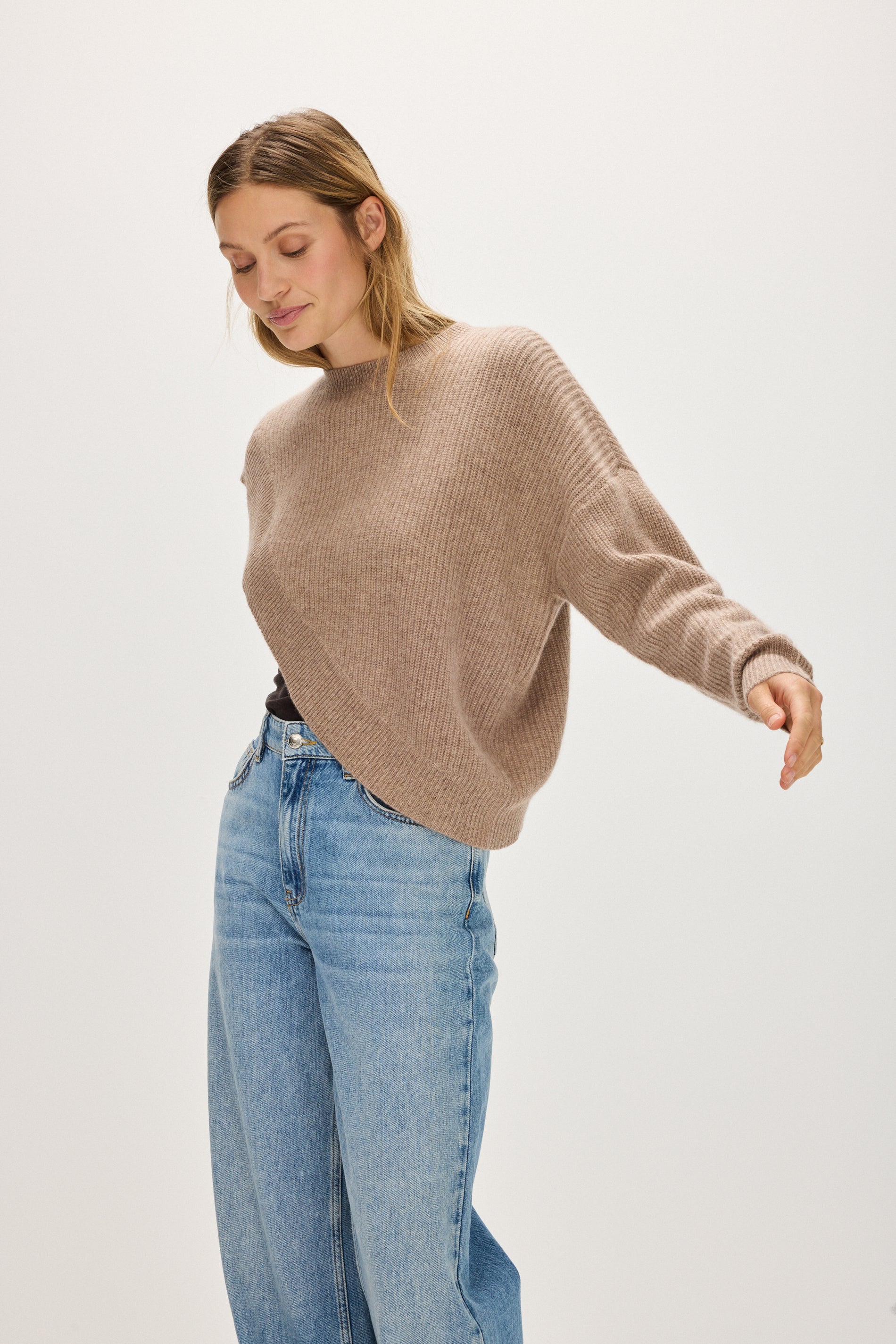 Davida One Sleeve Rib Sweater Sweaters Mink