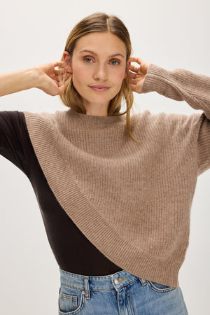 One Sleeve Rib Sweater - Mink