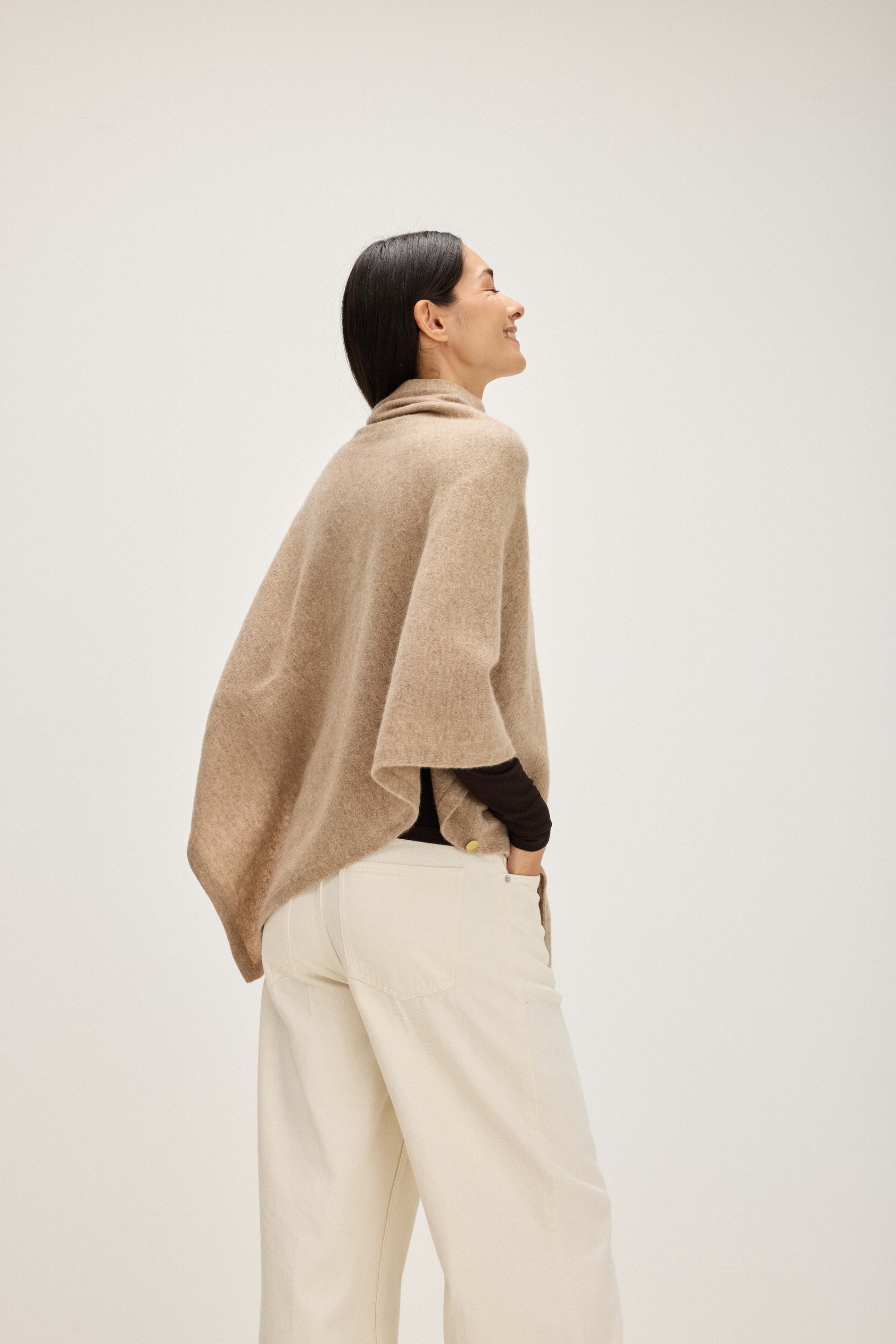 Davida Poncho Gold Buttons Poncho Mink