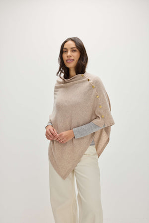 Poncho Gold Buttons - Sand