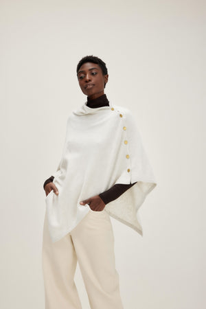 Poncho Gold Buttons - White