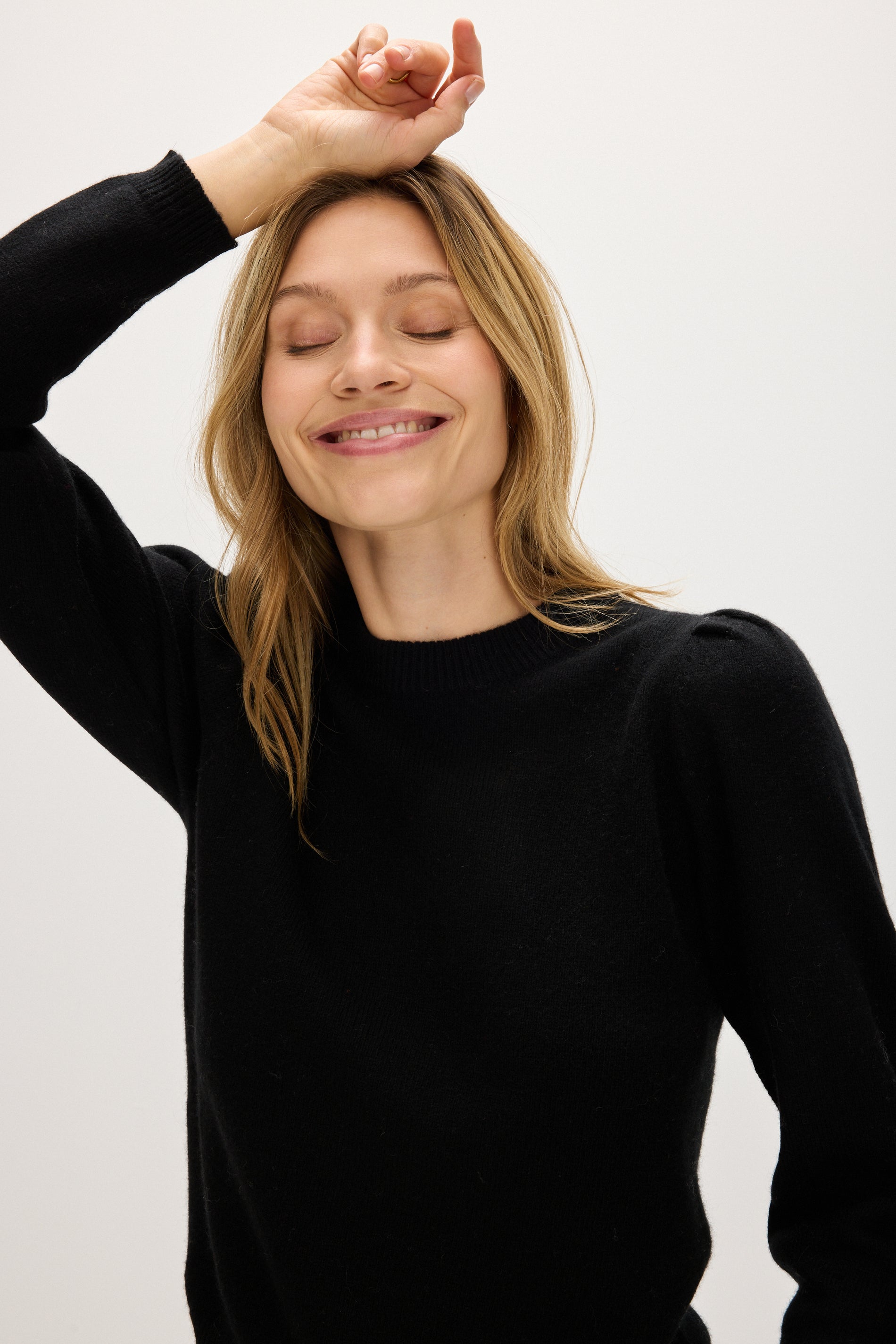 Davida Puff Sleeve Sweater Long Sweaters Black