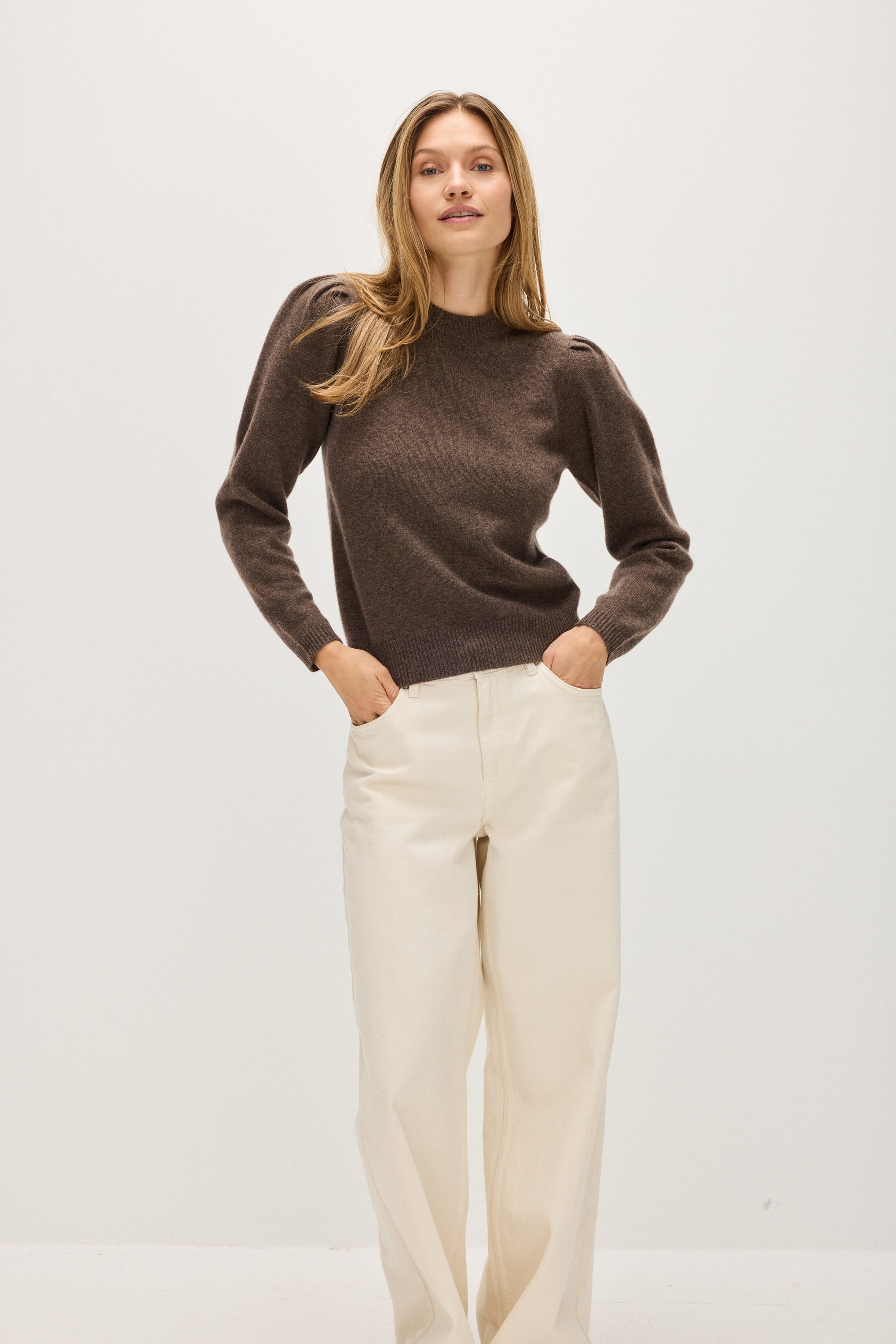 Davida Puff Sleeve Sweater Long Sweaters Cacao