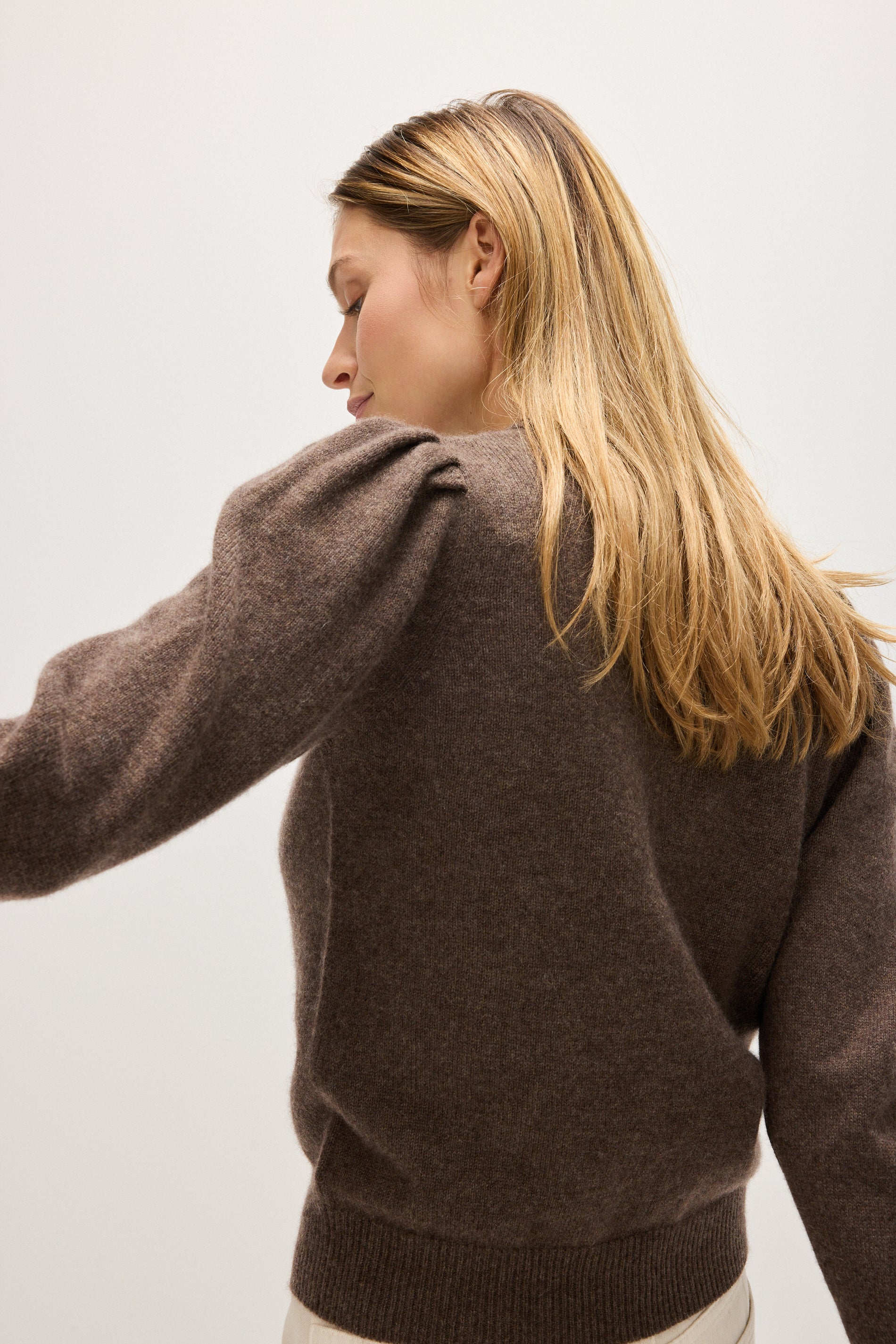 Davida Puff Sleeve Sweater Long Sweaters Cacao