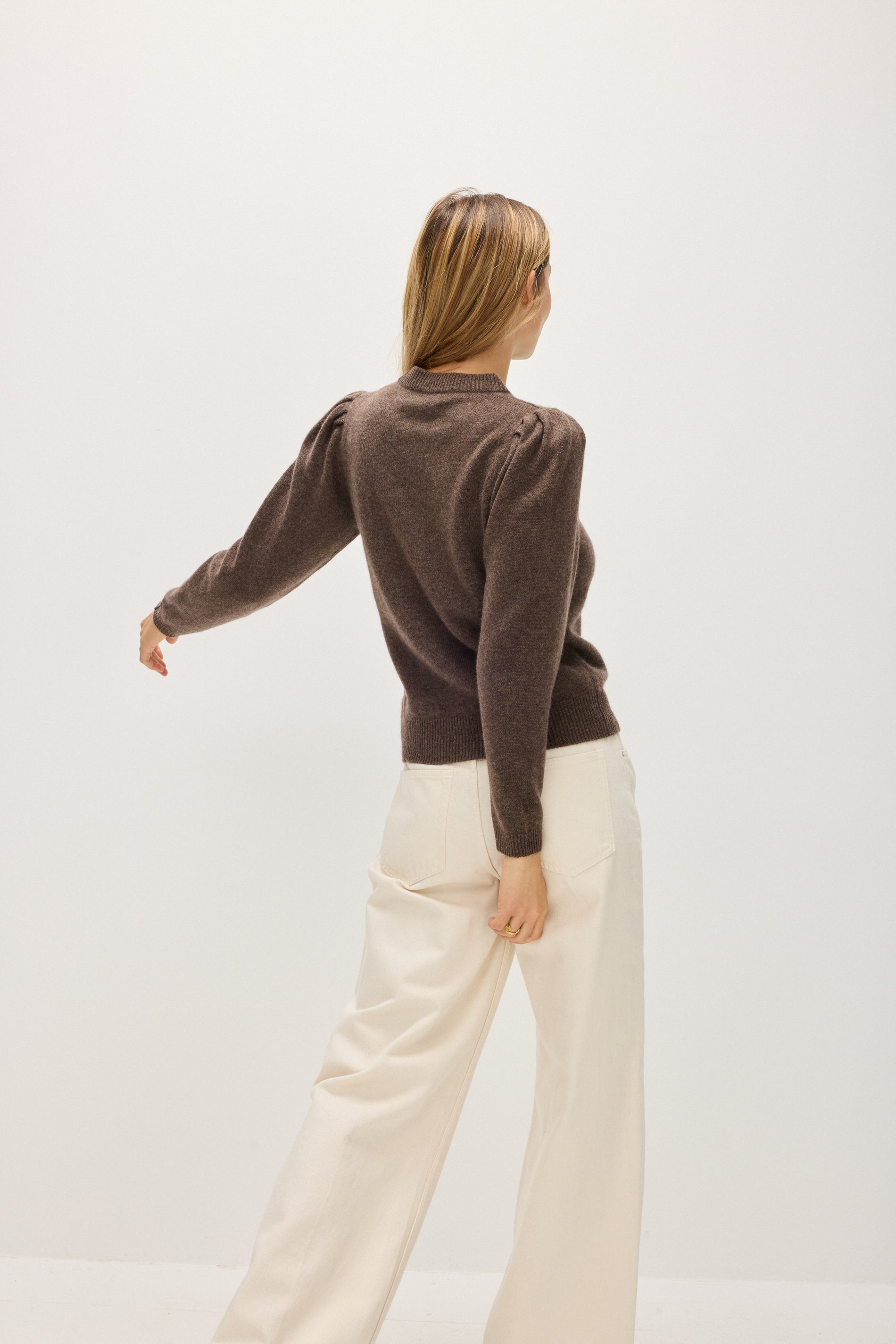 Davida Puff Sleeve Sweater Long Sweaters Cacao