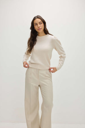 Puff Sleeve Sweater Long - White