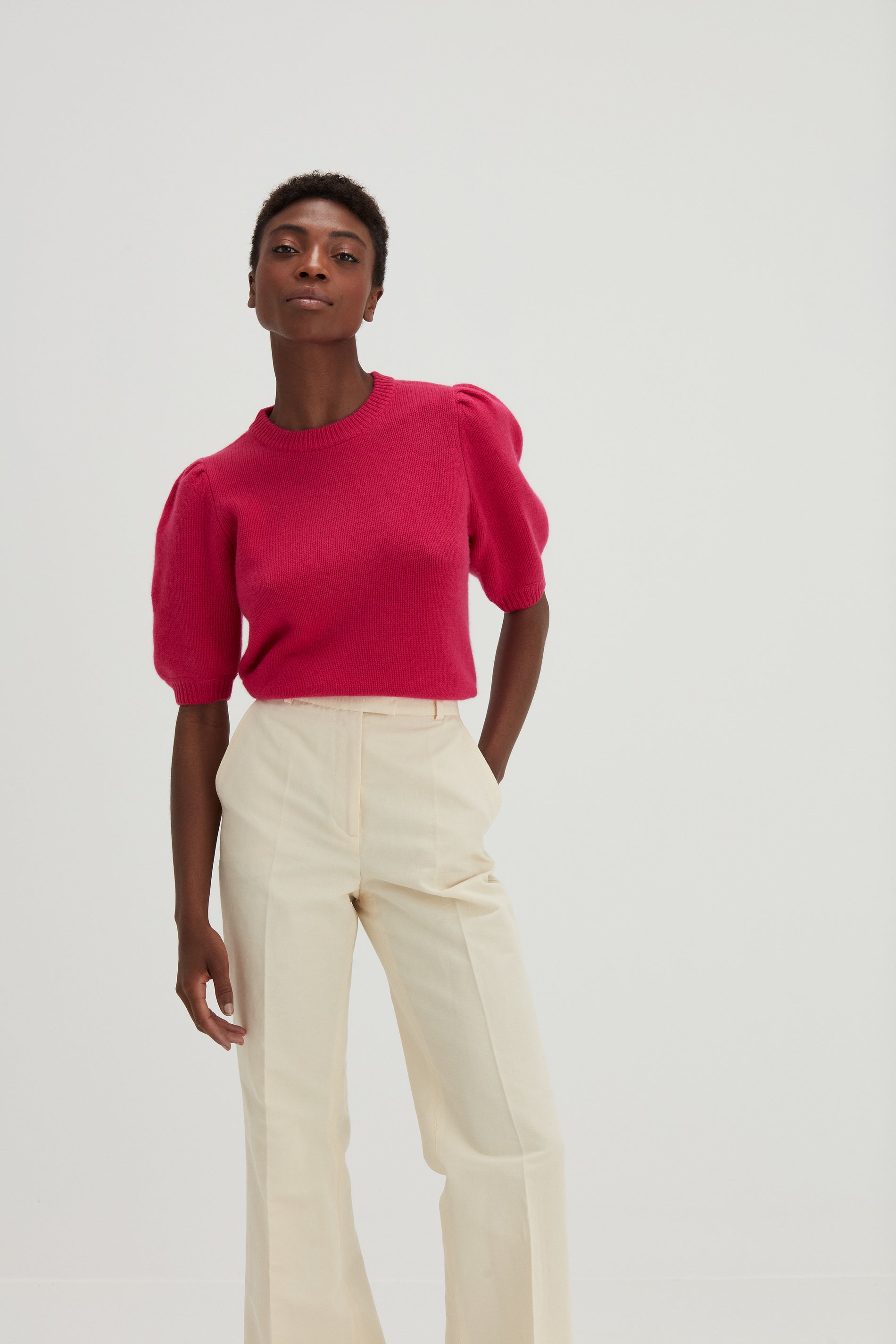 Davida Puff Sleeve T-shirt Sweaters Fuchsia