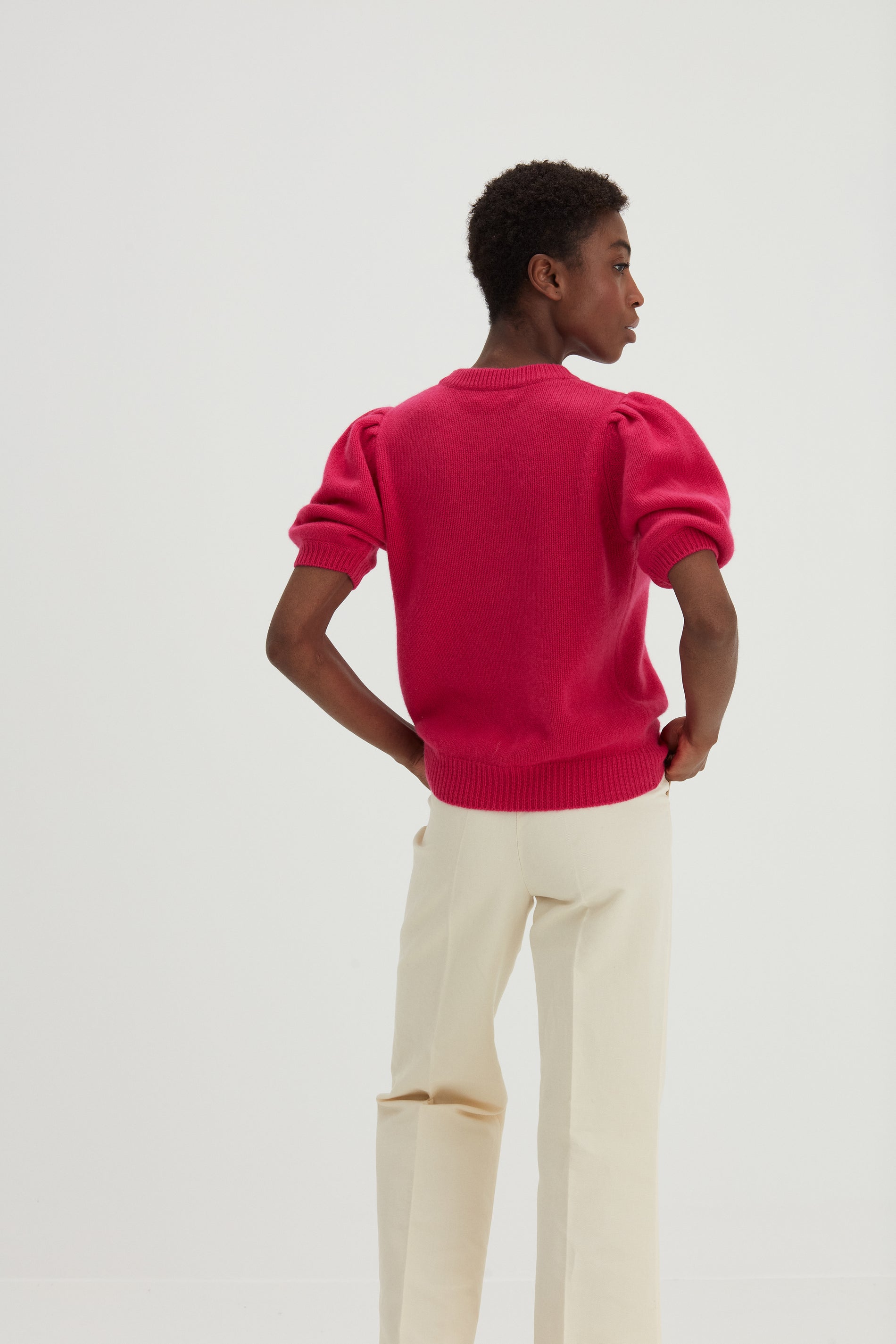 Davida Puff Sleeve T-shirt Sweaters Fuchsia