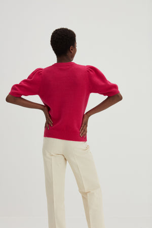 Puff Sleeve T-shirt - Fuchsia