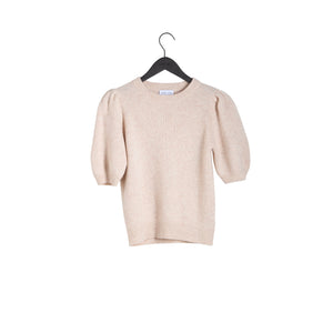 Puff Sleeve T-shirt - Light Beige