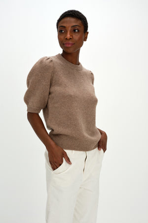 Puff Sleeve T-shirt - Mink