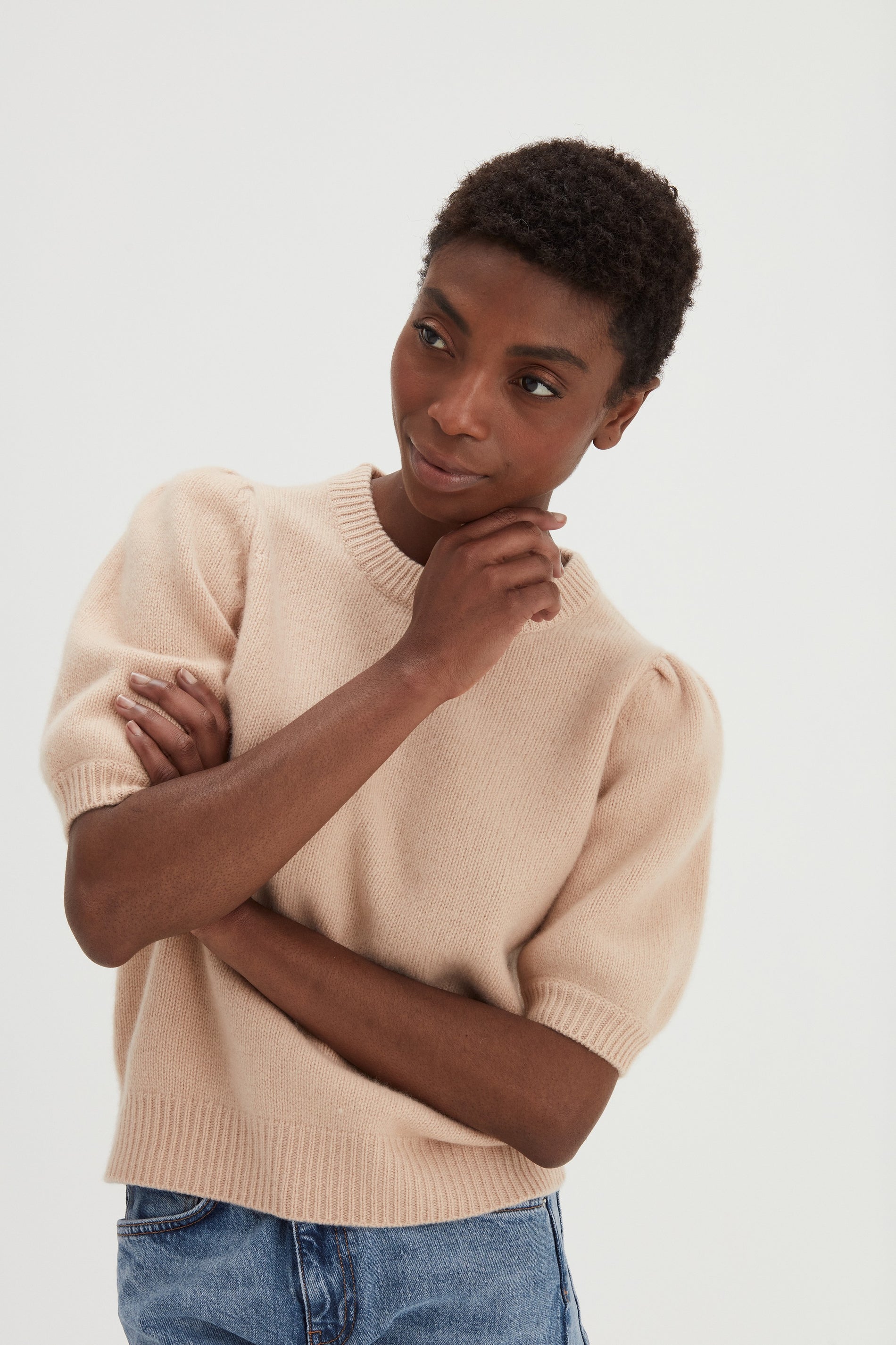 Davida Puff Sleeve T-shirt Sweaters Wheat