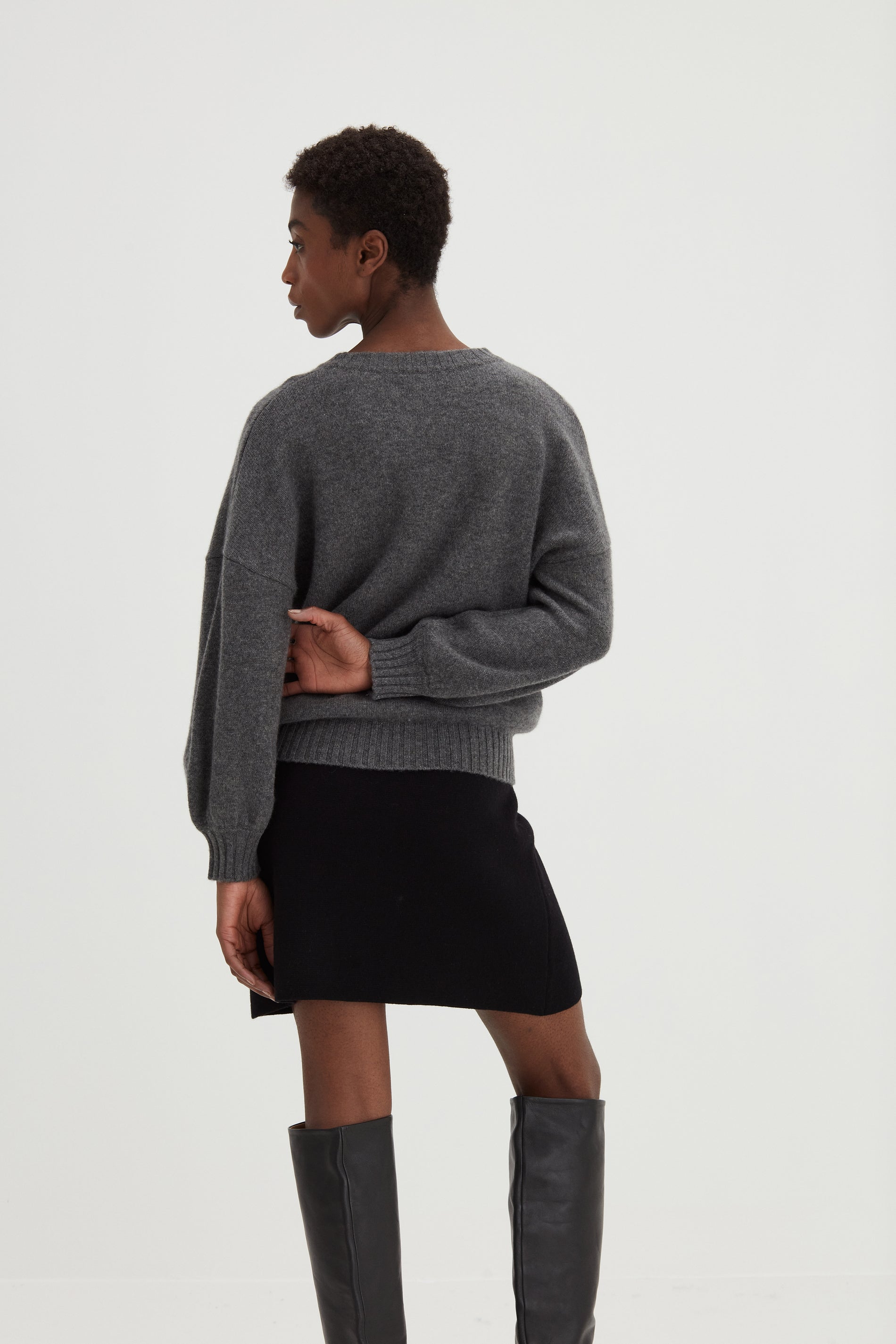 Davida Quarter Balloon Sleeve Sweater Sweaters Dark Grey