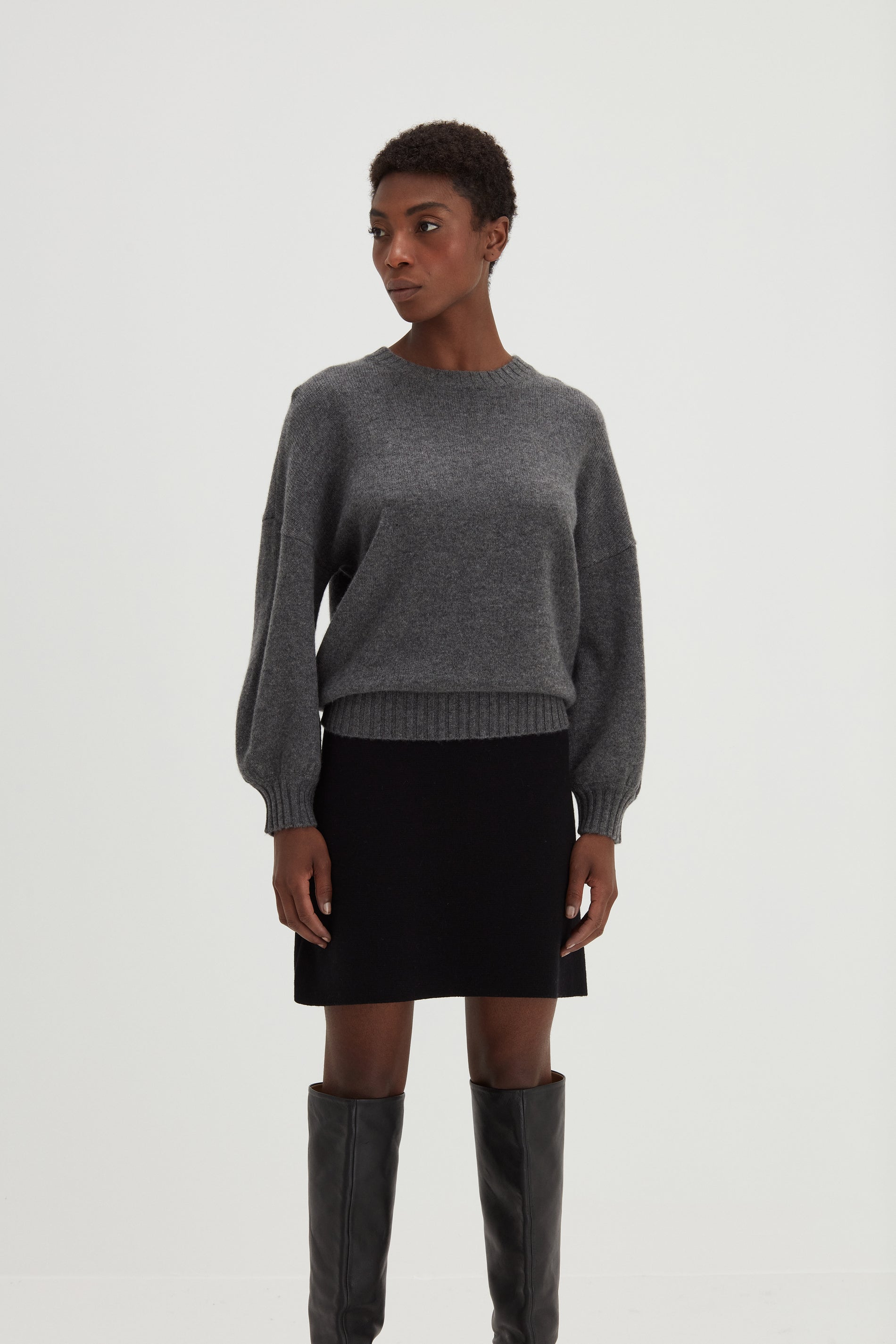 Davida Quarter Balloon Sleeve Sweater Sweaters Dark Grey