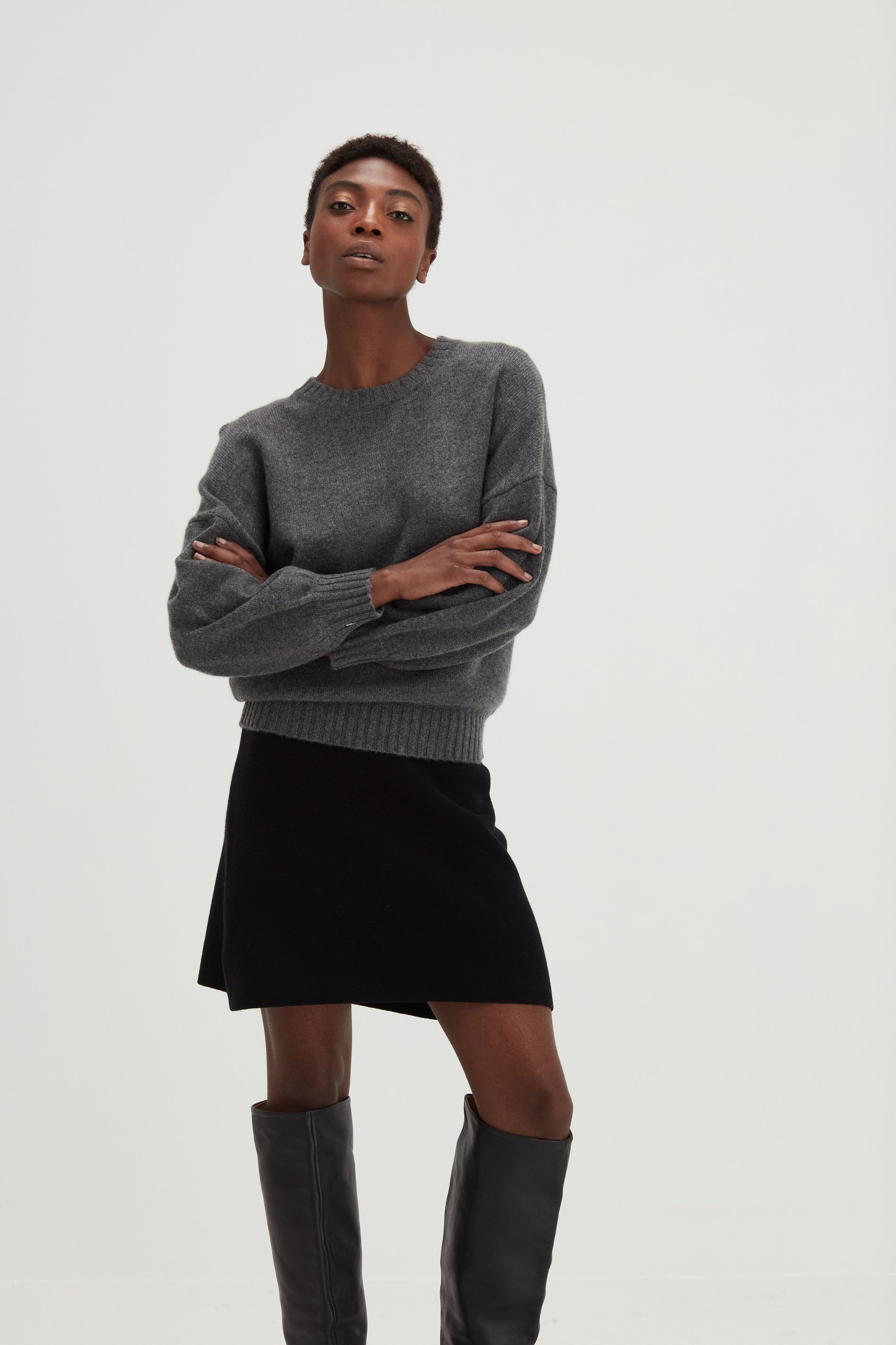 Davida Quarter Balloon Sleeve Sweater Sweaters Dark Grey