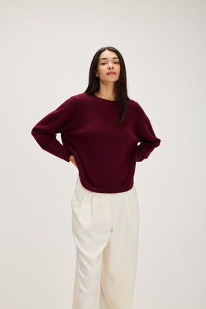 Raglan Oversized Sweater - Mulberry Red