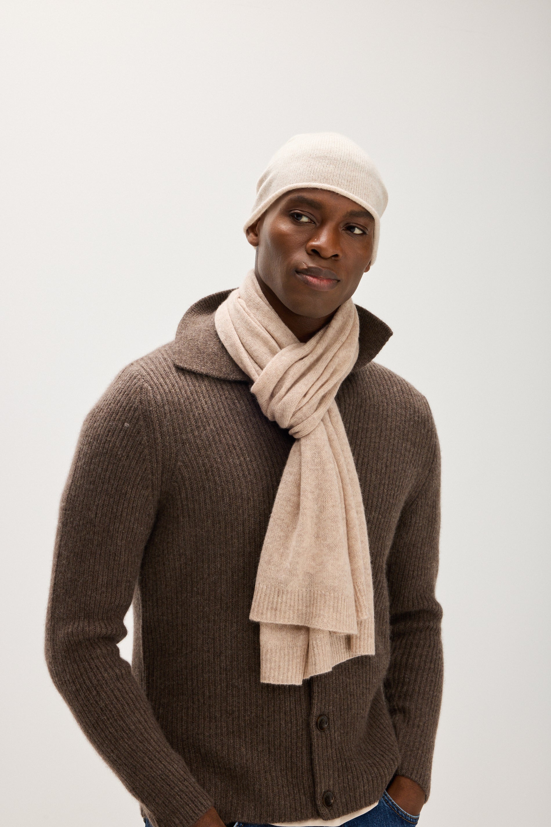 Davida Raw Edge Cap Accessories Light Beige