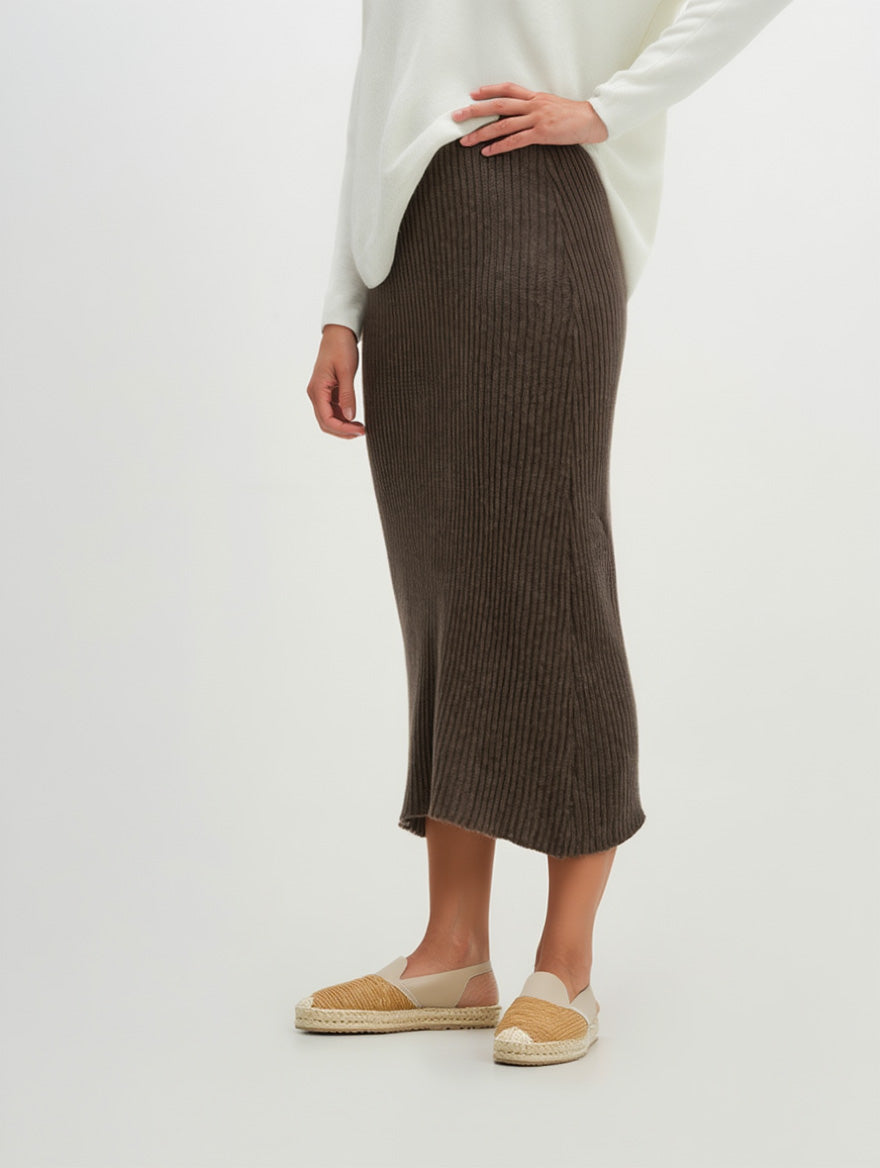 Davida Rib A-line Skirt Skirts Cacao