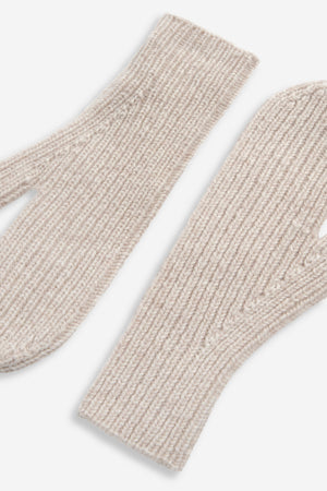 Rib Mittens - Light Beige