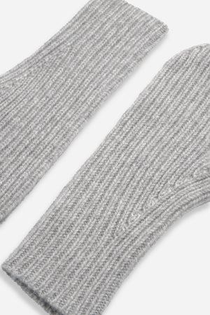 Rib Mittens - Light Grey