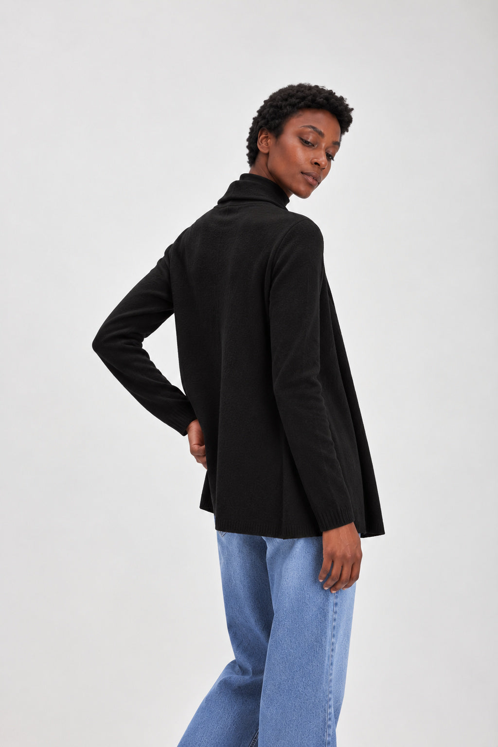 Davida Rollerneck Cardigan Cardigans Black