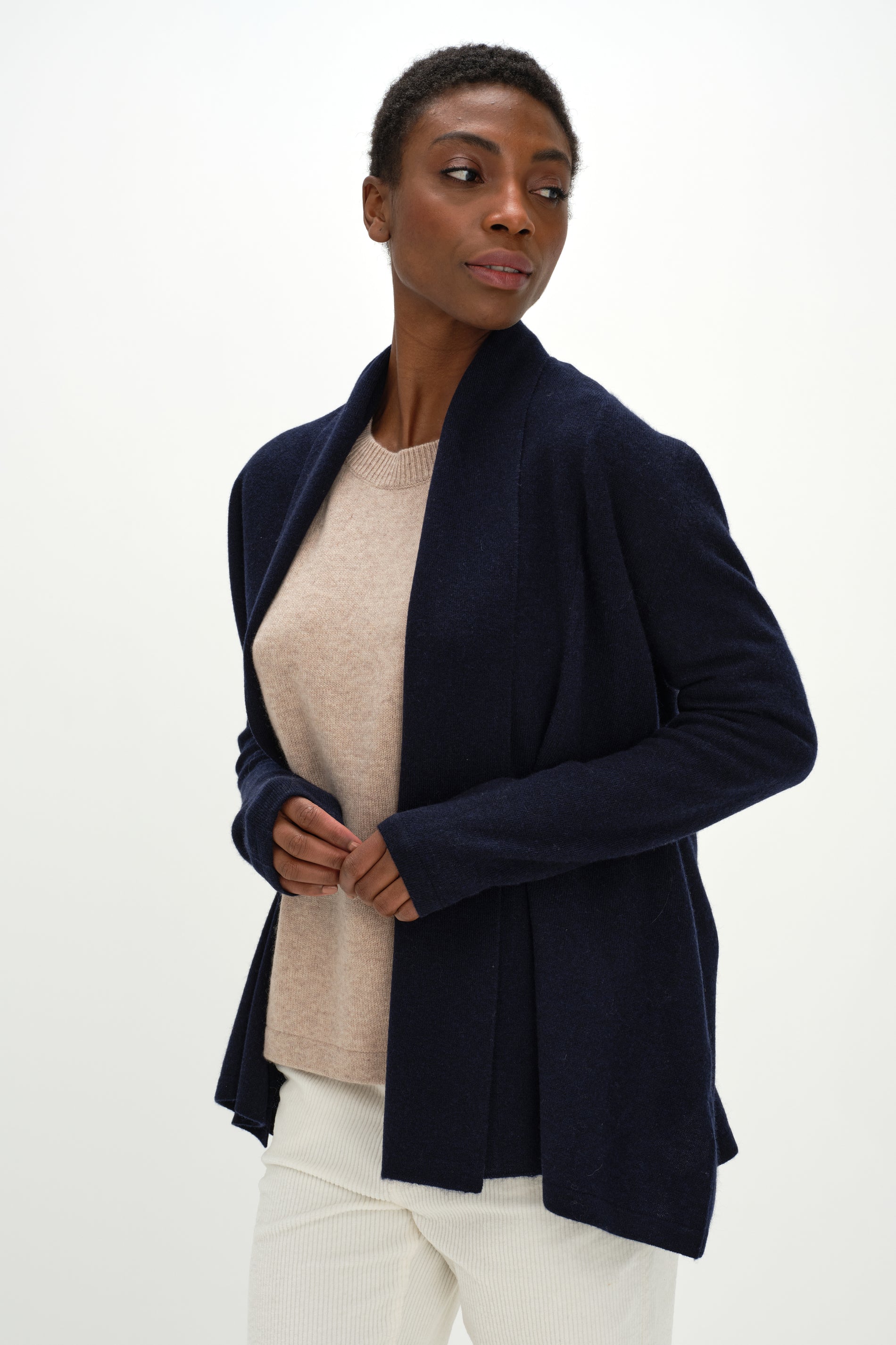 Davida Rollerneck Cardigan Cardigans Navy