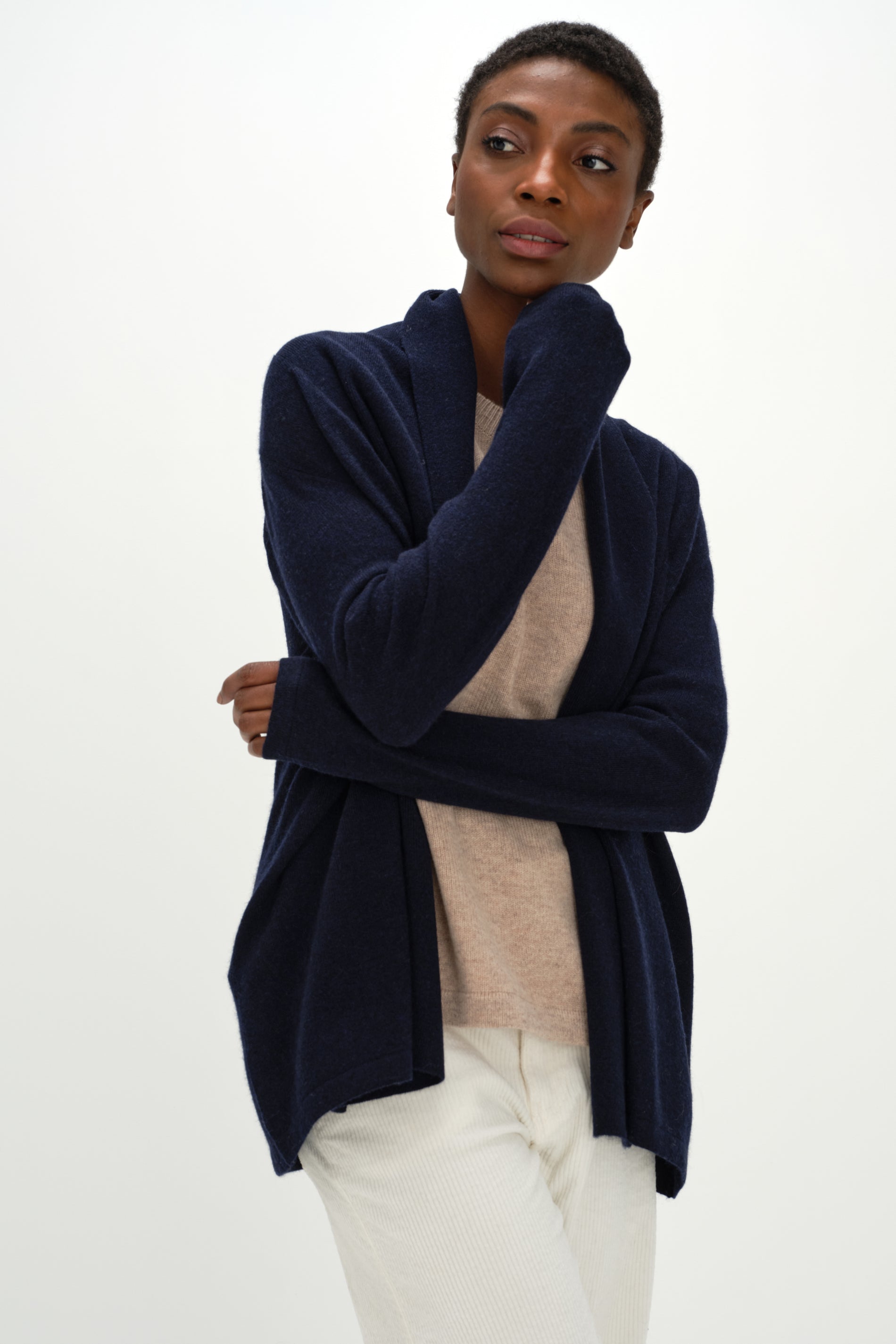 Davida Rollerneck Cardigan Cardigans Navy