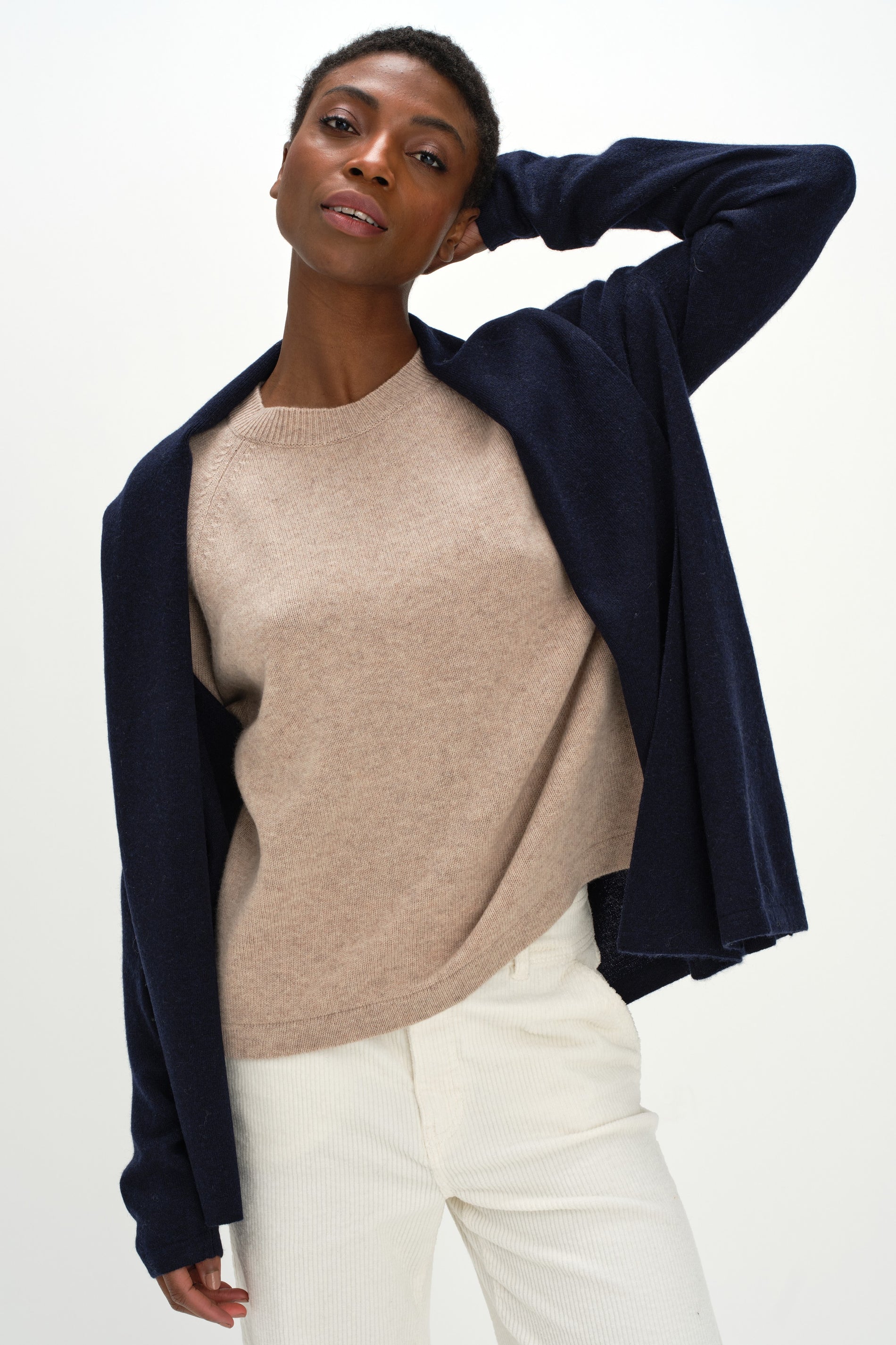 Davida Rollerneck Cardigan Cardigans Navy