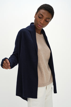 Rollerneck Cardigan - Navy