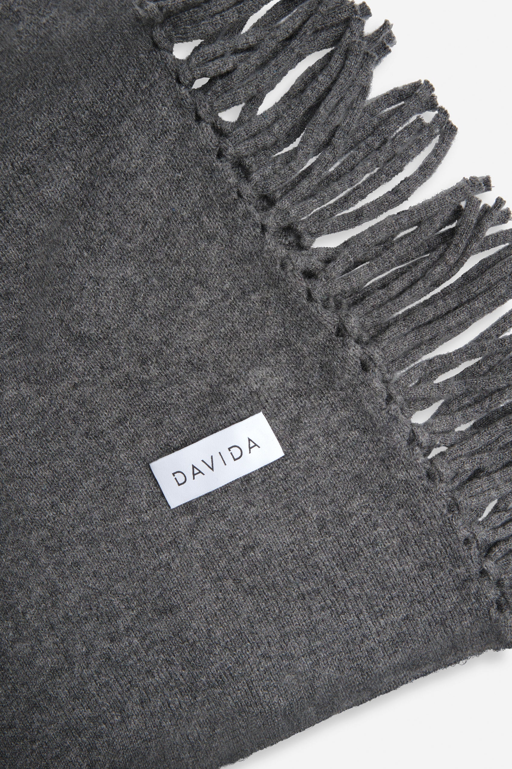 Davida Scarf Fringes Scarf Dark Grey