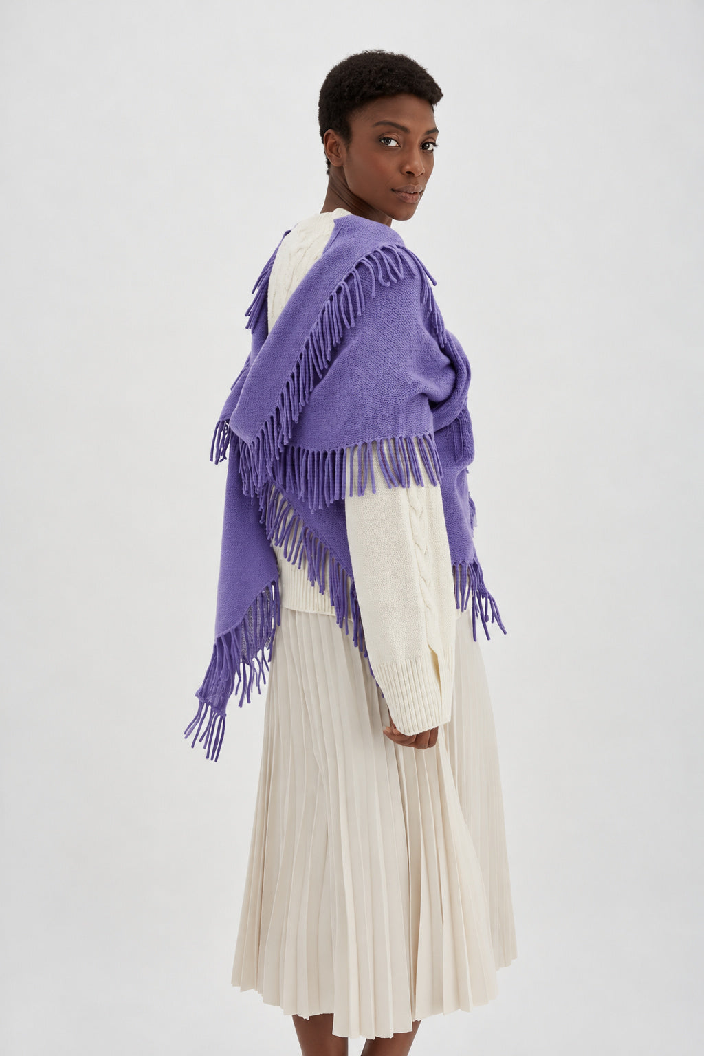 Davida Scarf Fringes Scarf Purple Rust
