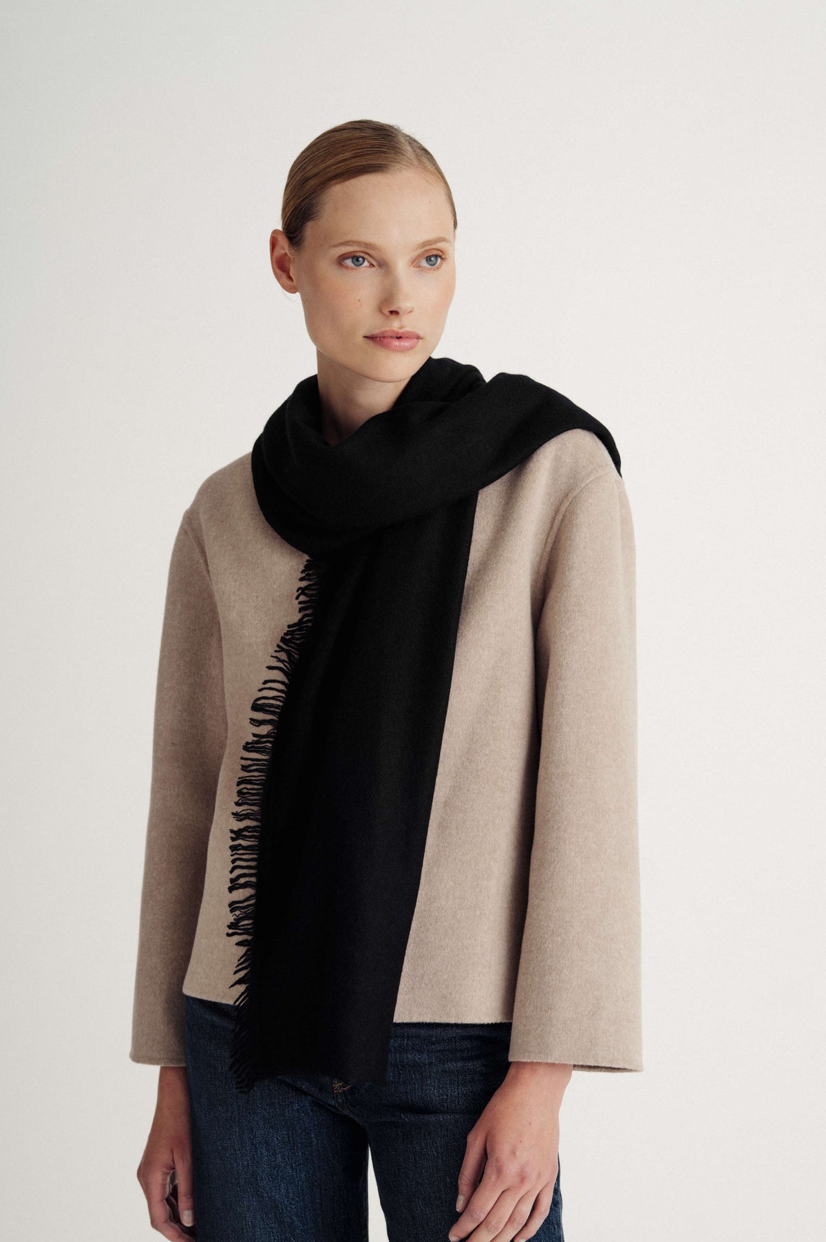 Davida Scarf Small Fringes Accessories Black