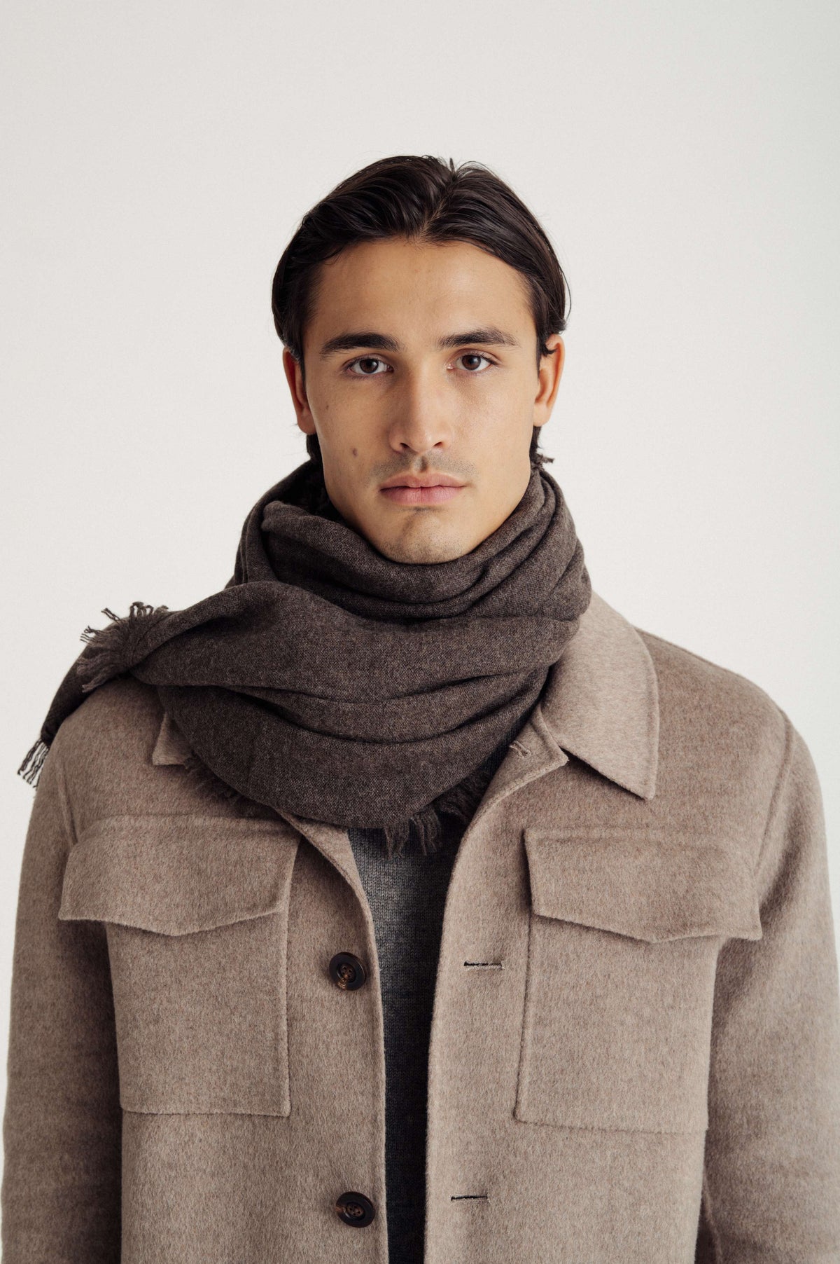 Davida Scarf Small Fringes Accessories Cacao