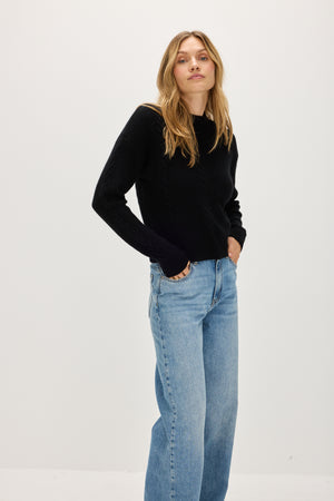 Short Cable Sweater - Black