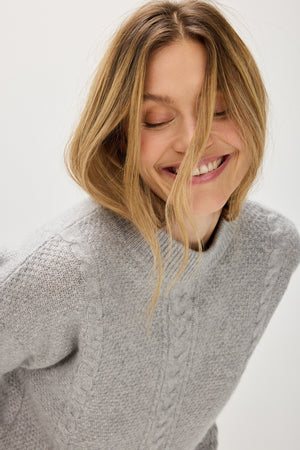 Short Cable Sweater - Light Grey