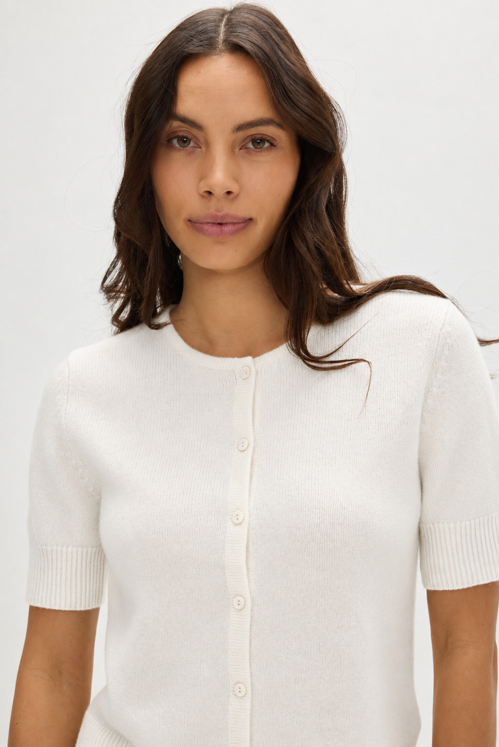 Davida Short Sleeve Boxy Cardigan Cardigans White