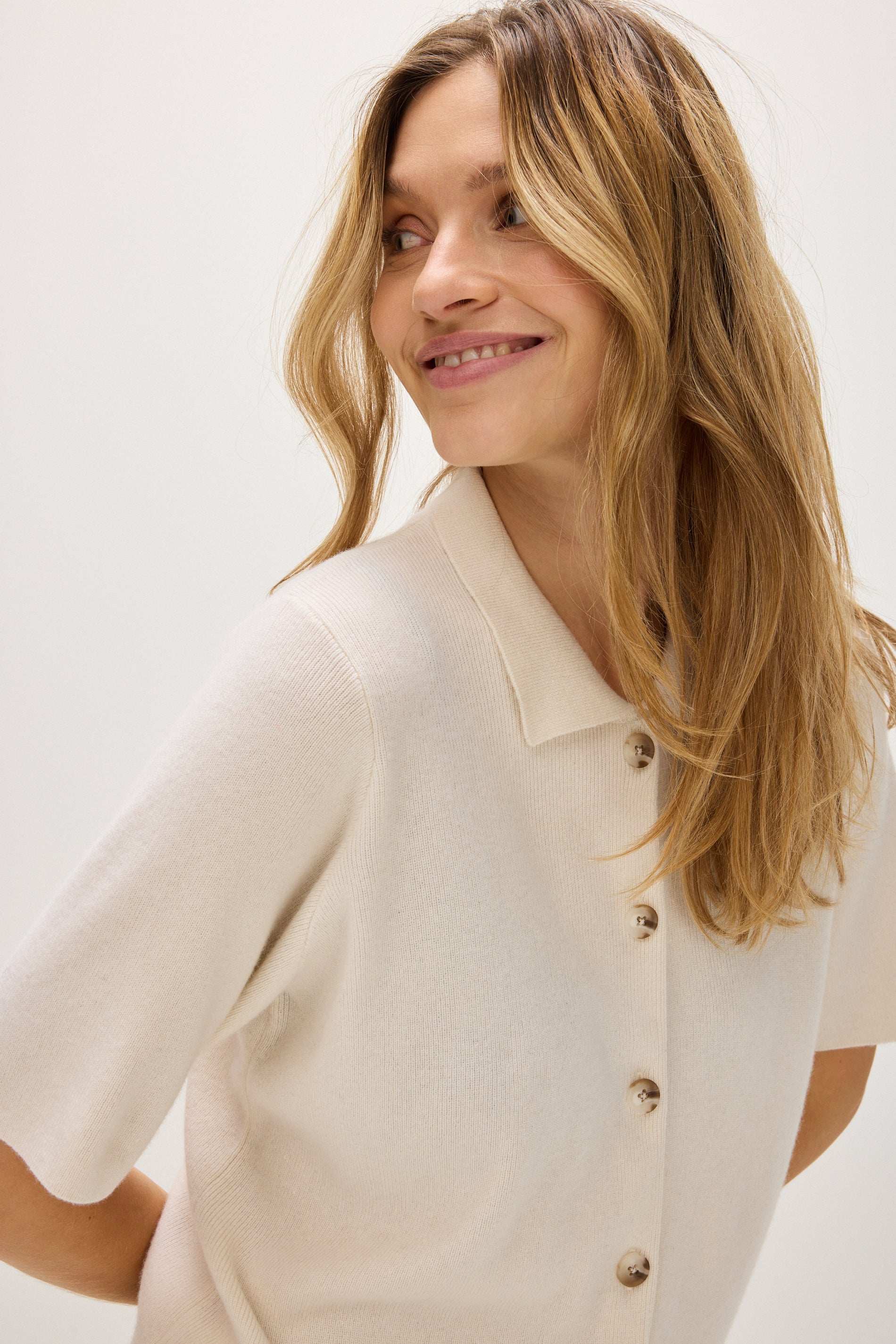 Davida Short Sleeve Cardigan Cardigans White
