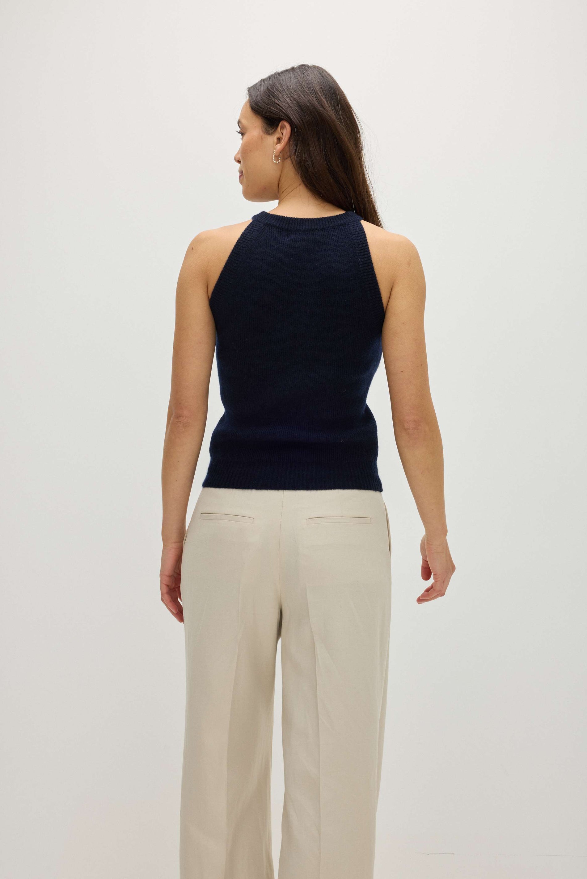 Davida Sleeveless Rib Tank Sweaters Navy