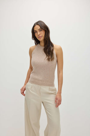 Sleeveless Rib Tank - Sand