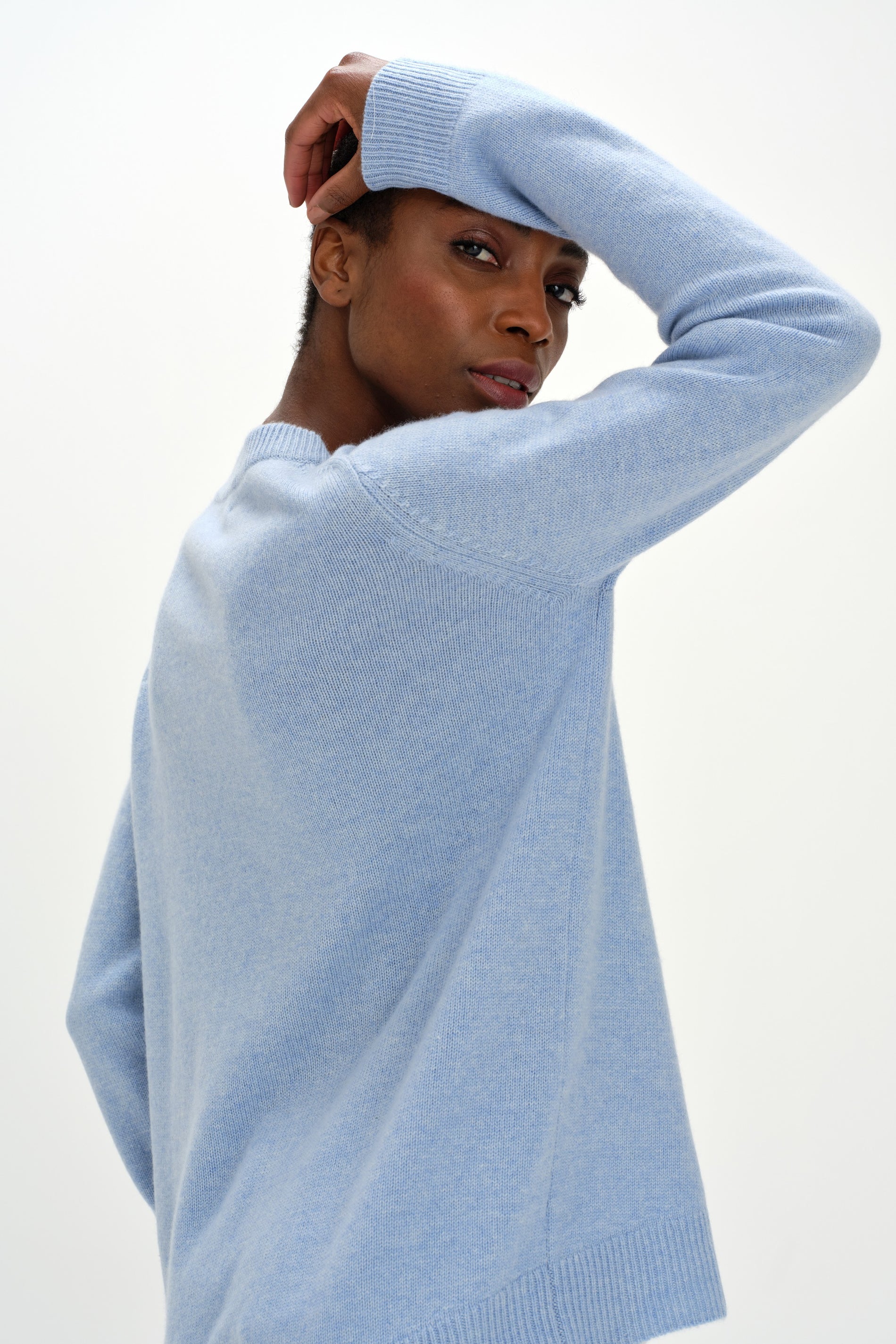 Davida Straight O-neck Sweater Sweaters Blue Fog