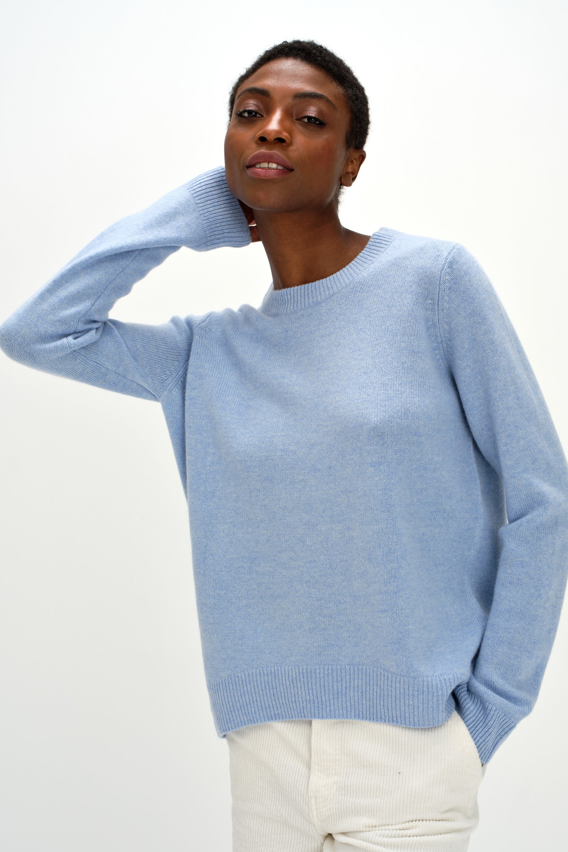 Davida Straight O-neck Sweater Sweaters Blue Fog