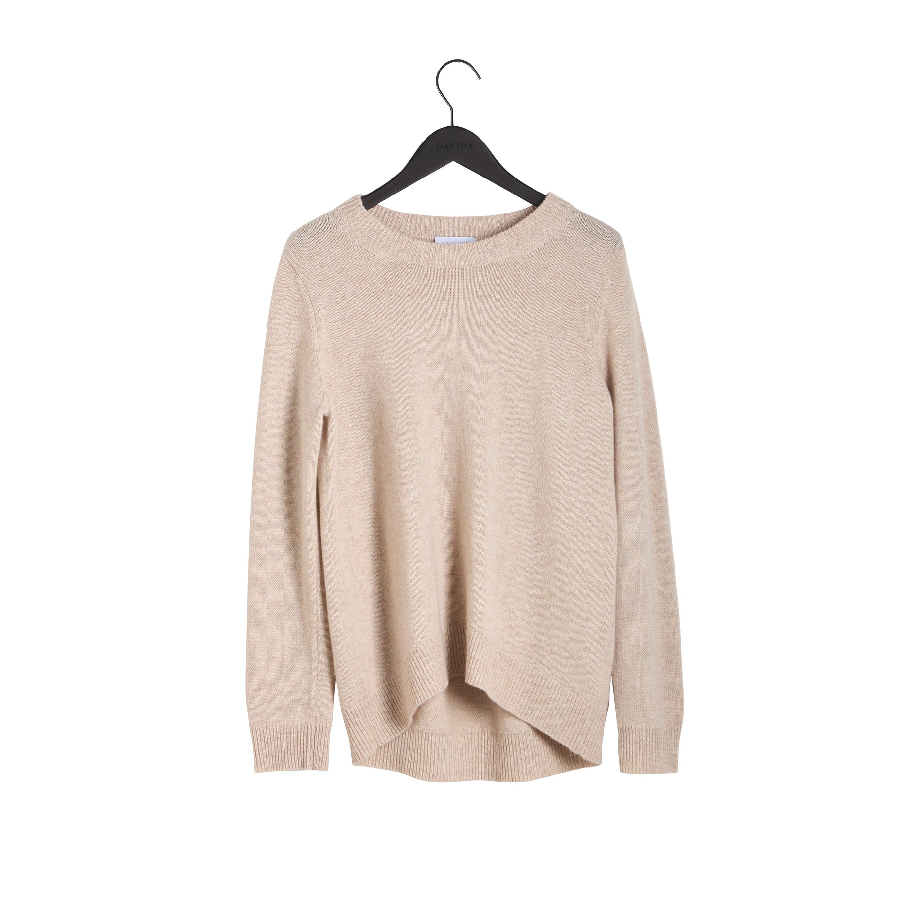 Davida Straight O-neck Sweater Sweaters Light Beige