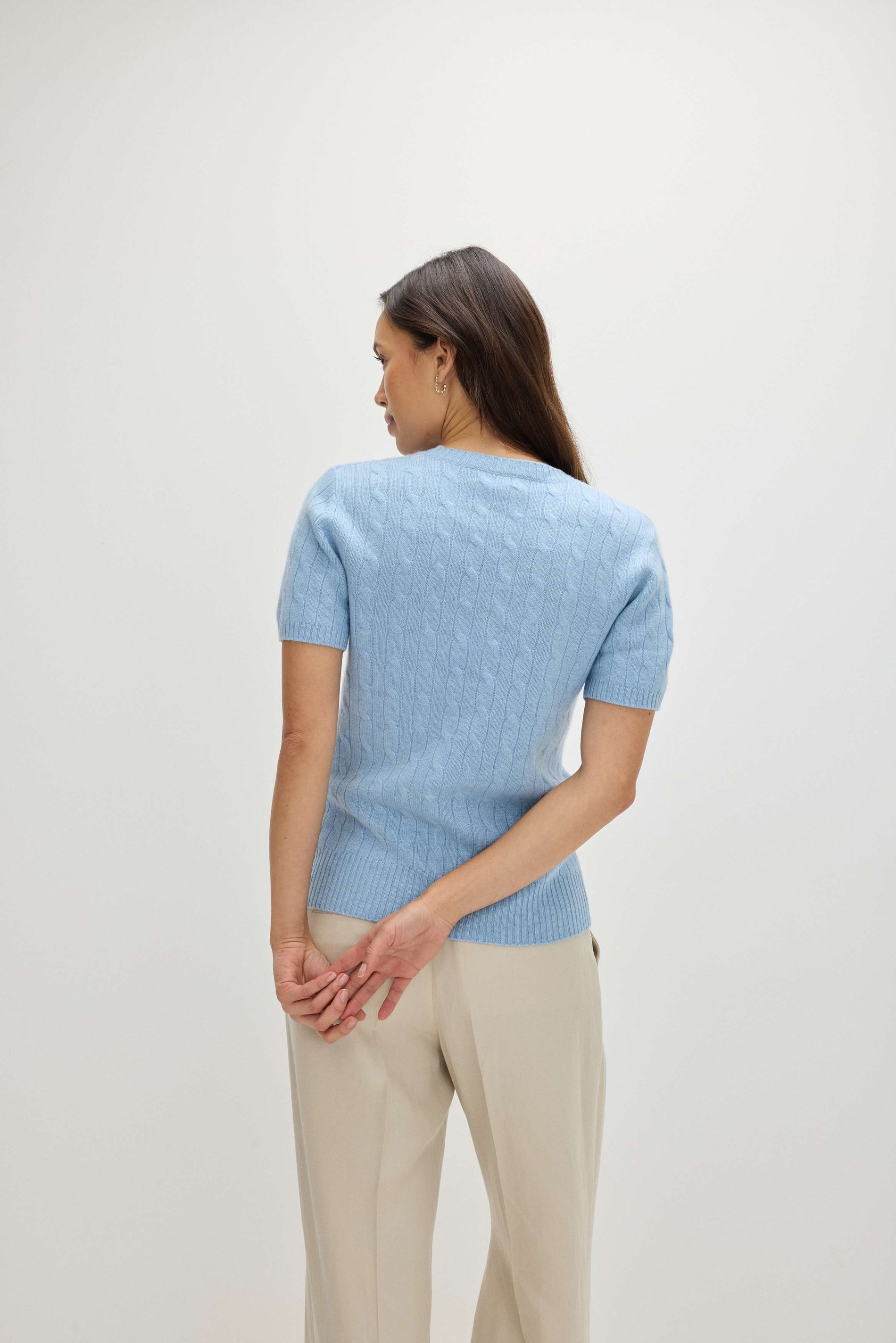 Davida T-Shirt Cable Sweaters Blue Fog