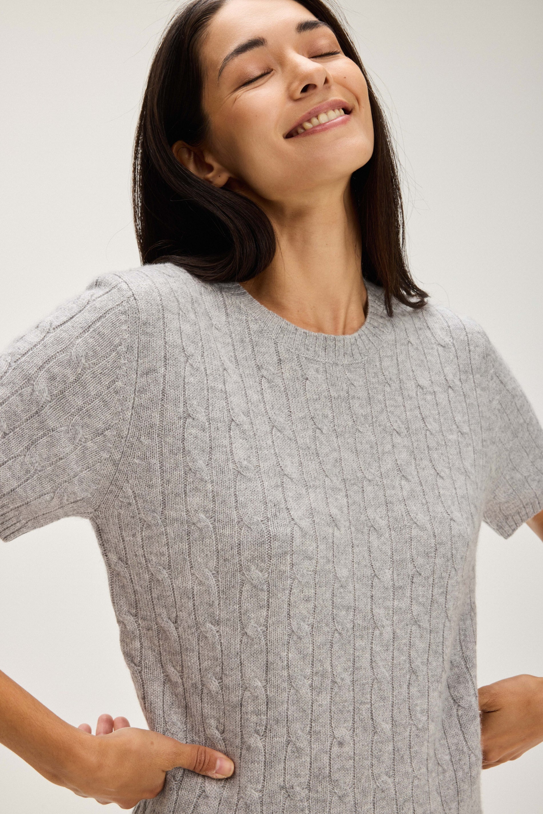 Davida T-Shirt Cable Sweaters Light Grey