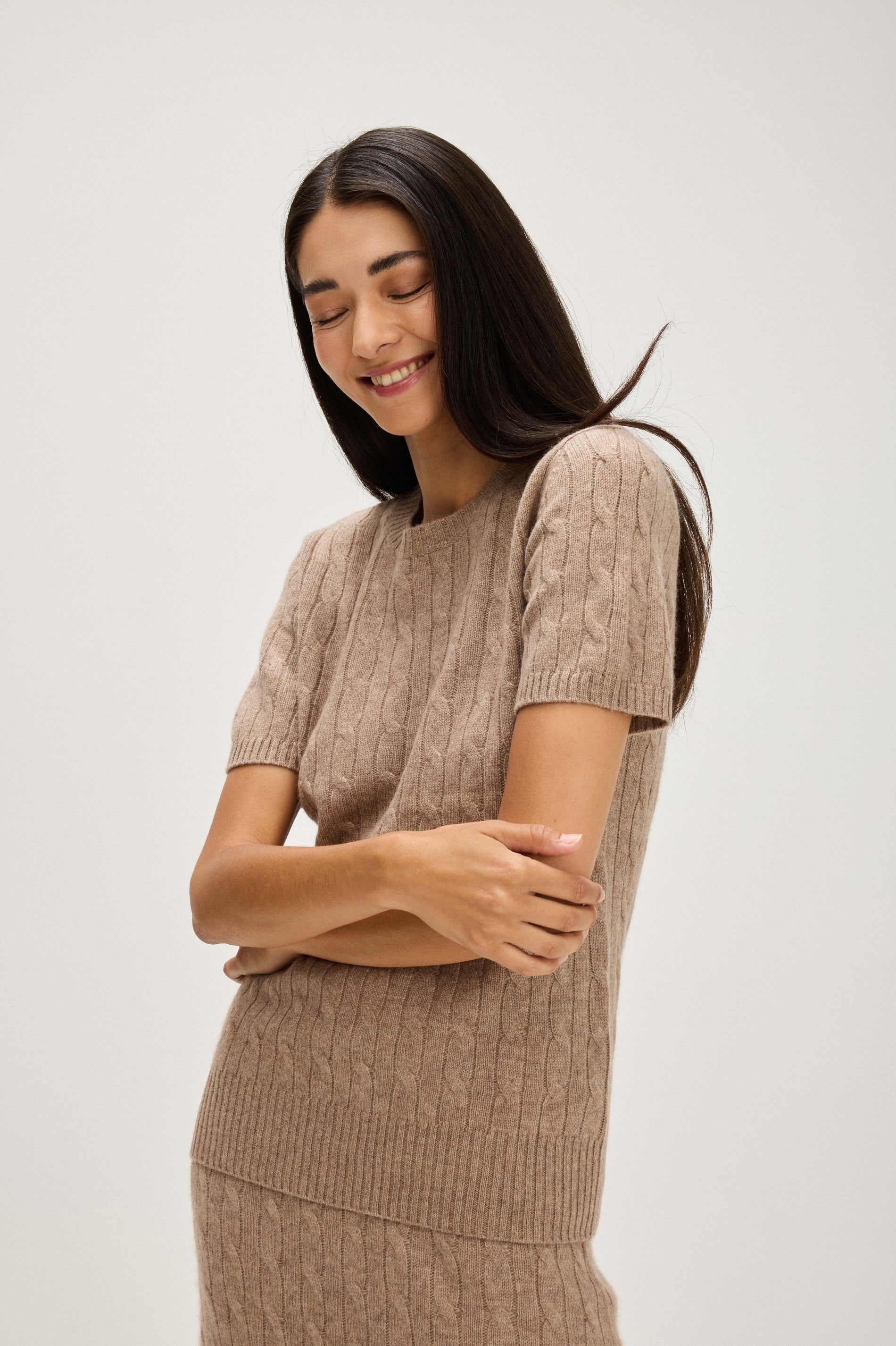 Davida T-Shirt Cable Sweaters Mink