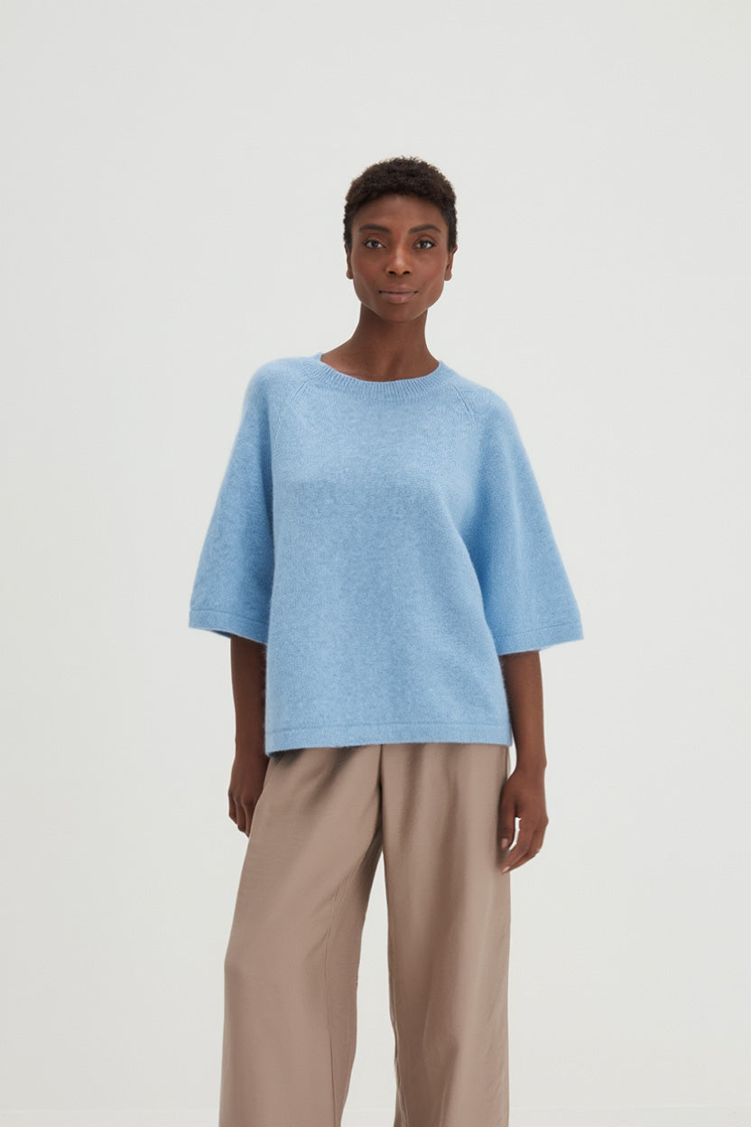 Davida T-shirt Raglan Oversized Sweaters Blue Fog